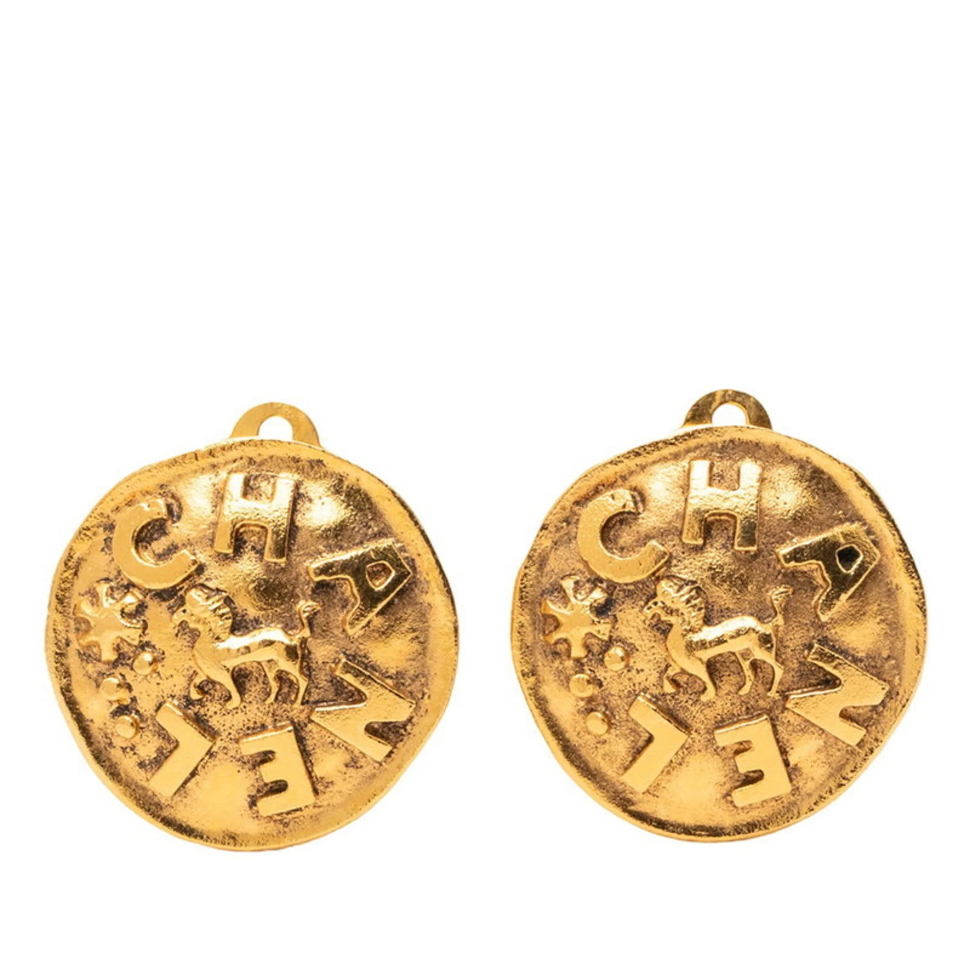 Clip-On Earrings Logo Clip-On Gold-Tone Metal