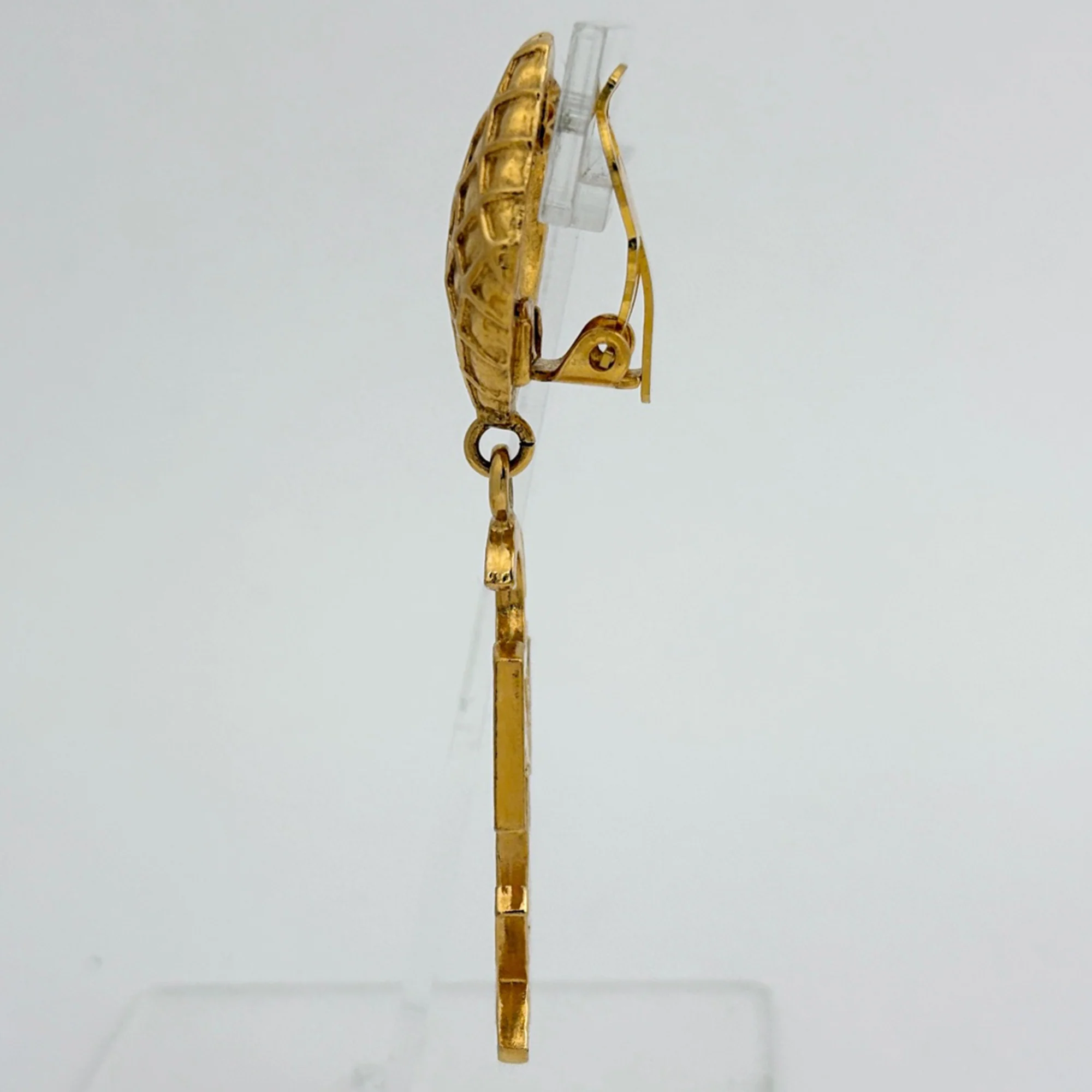 Matelasse Earrings Gold Large Gold-Tone Metal - Image 2