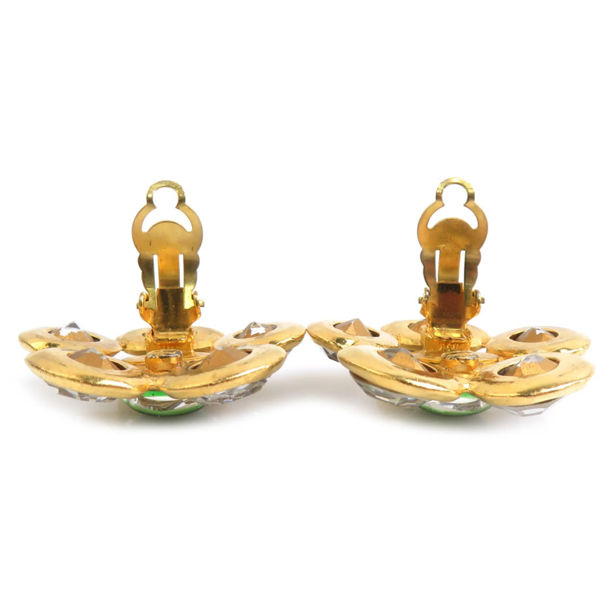 Rhinestone Clip-On Earrings Glass and Metal and Rhinestone - Image 6