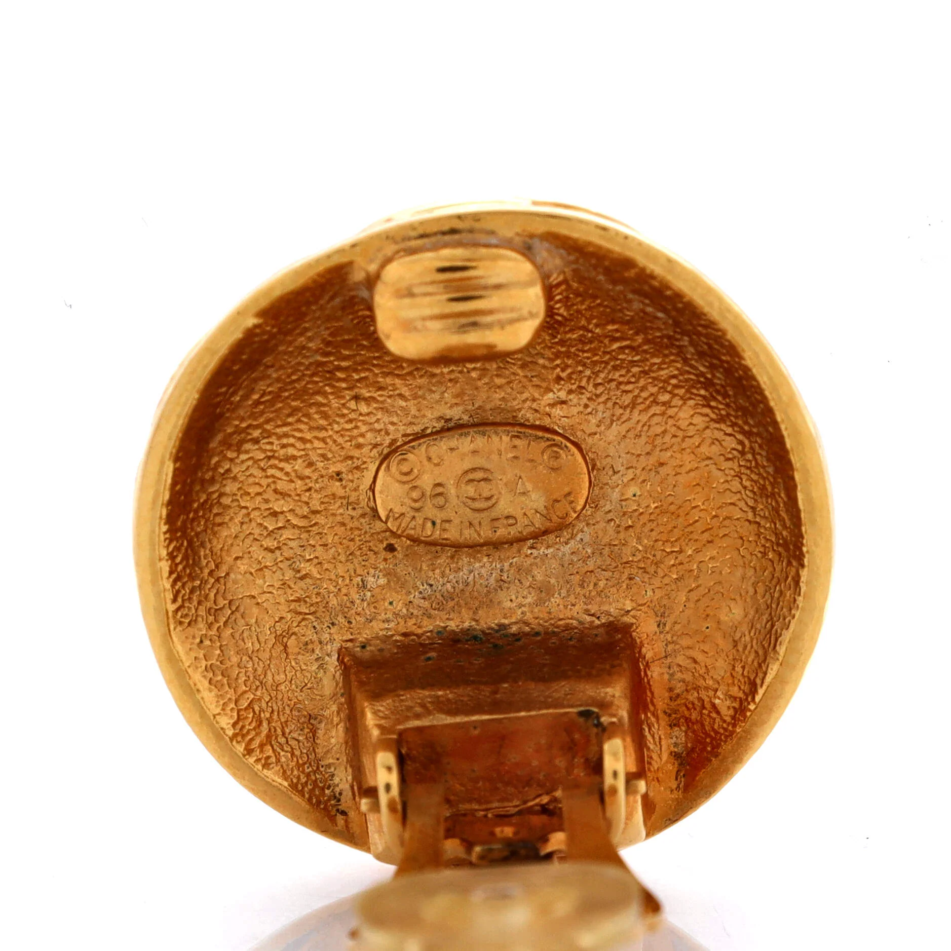 Vintage CC Round Clip-On Earrings Metal - Image 3