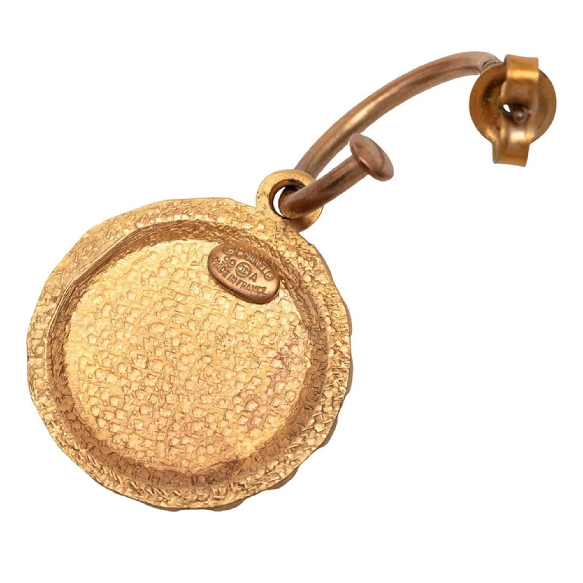 Vintage Earrings Hoop Gold-Tone Metal - Image 3