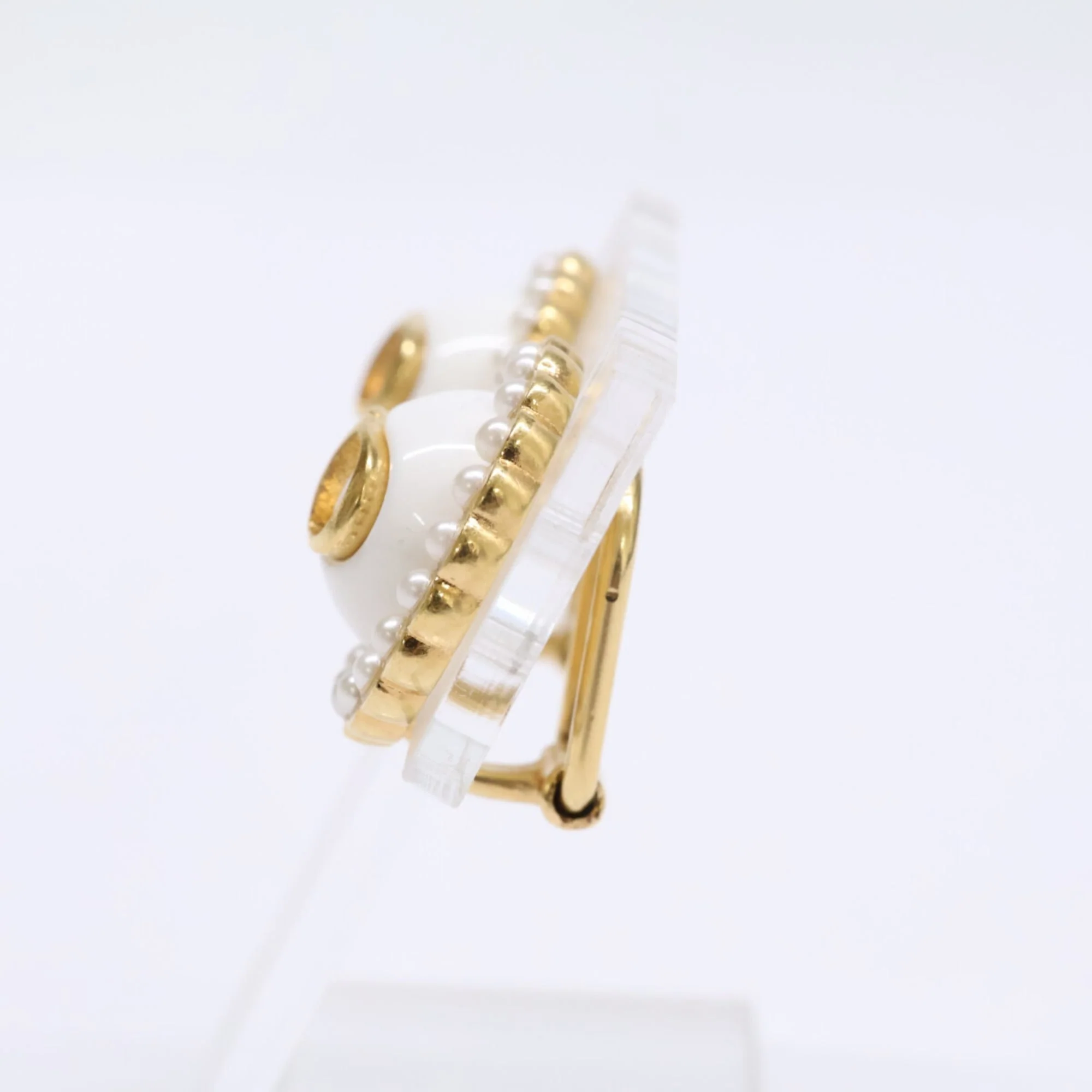 Clip-On Earrings Pearl Stud Gold-Tone Metal - Image 2