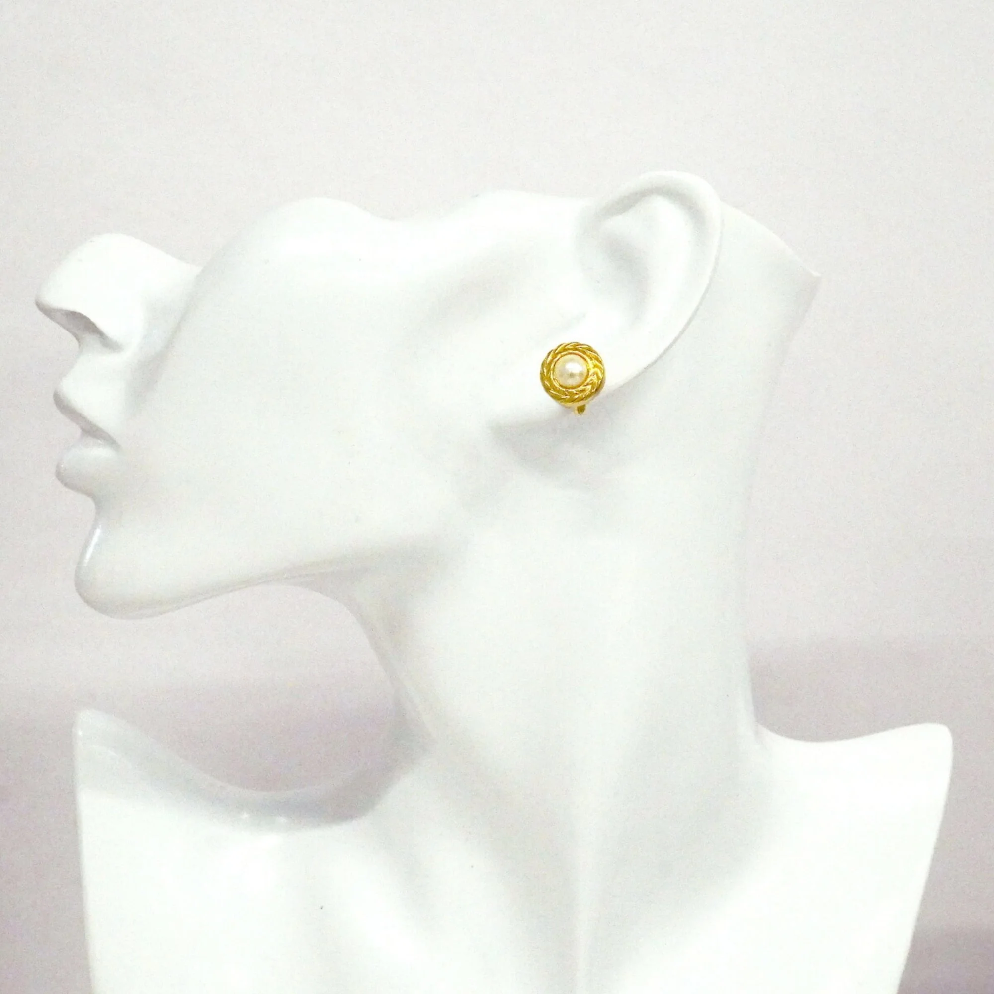 Earrings Pearl Gold-Tone Metal - Image 5