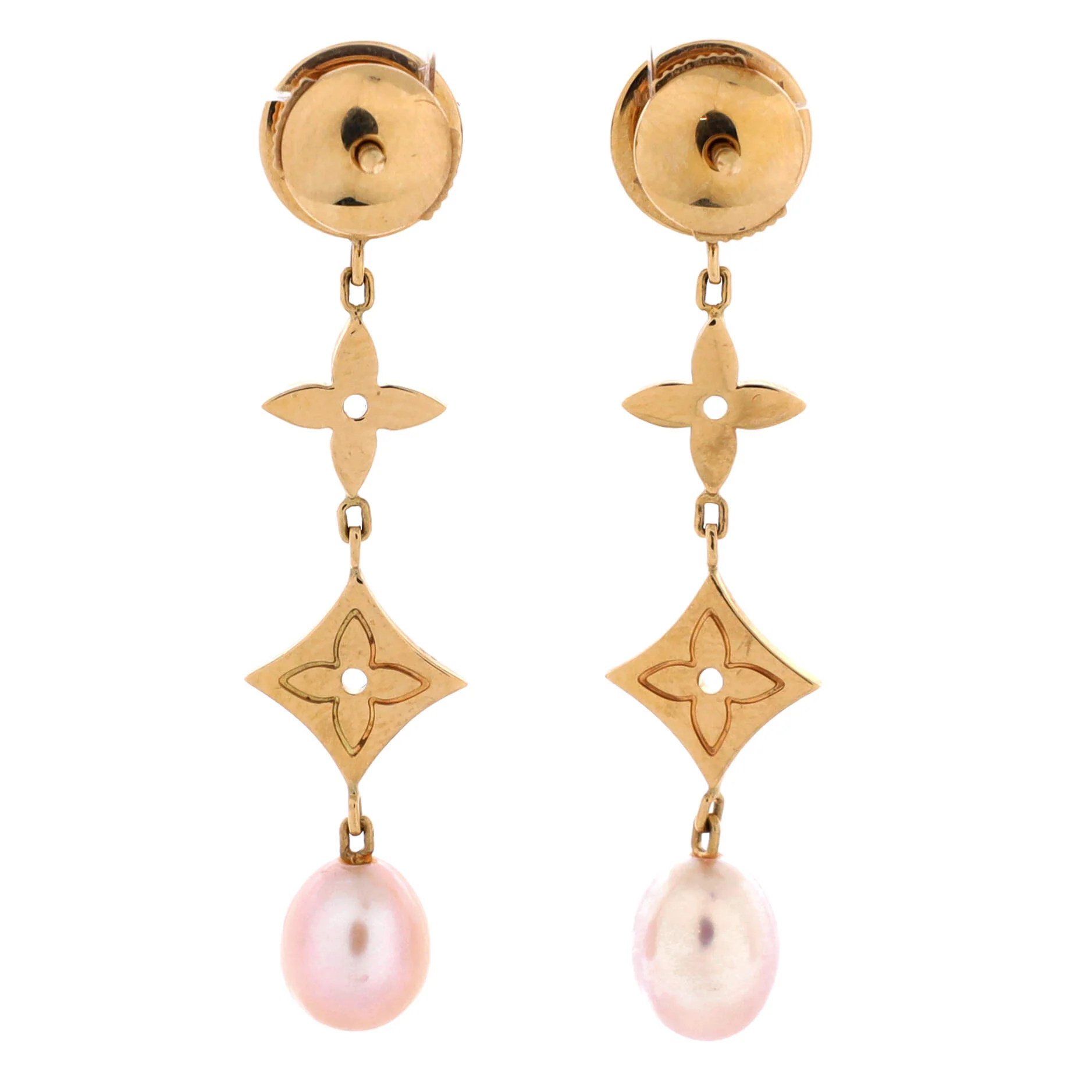Idylle Blossom Drop Earrings 18K Yellow Gold with Pearls - Image 3