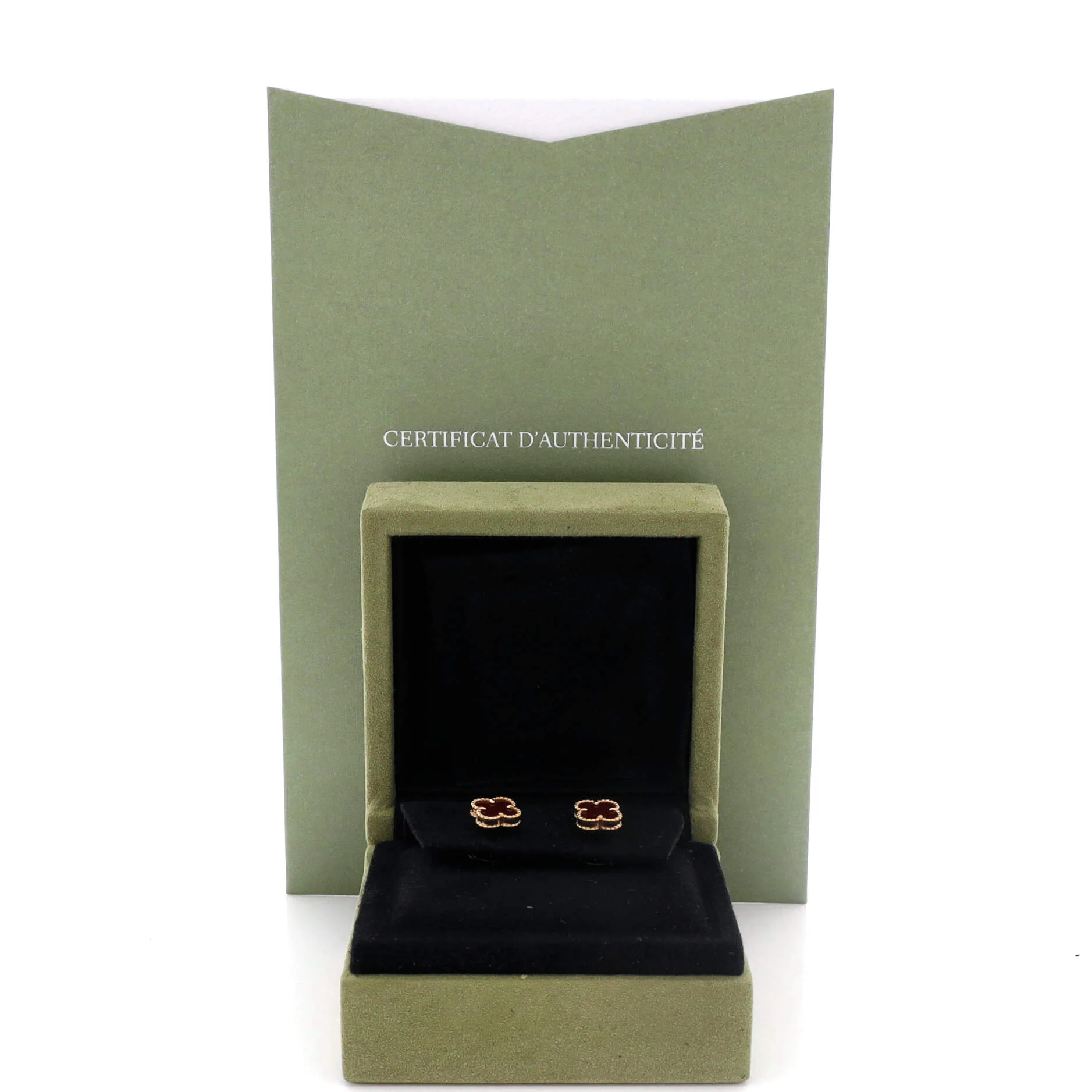 Sweet Alhambra Stud Earrings 18K Rose Gold and Carnelian - Image 2