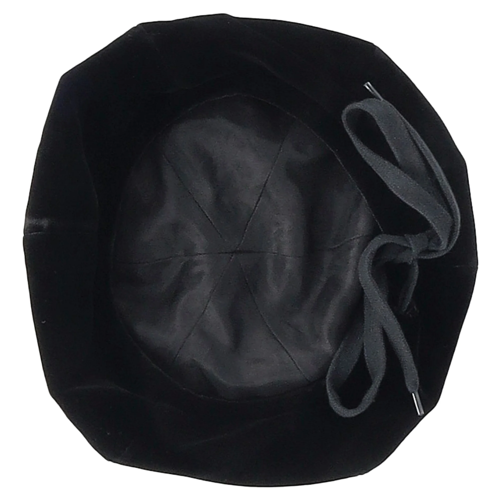 Prada Ribbon Detail Beret Hat in Black Velvet - Image 2
