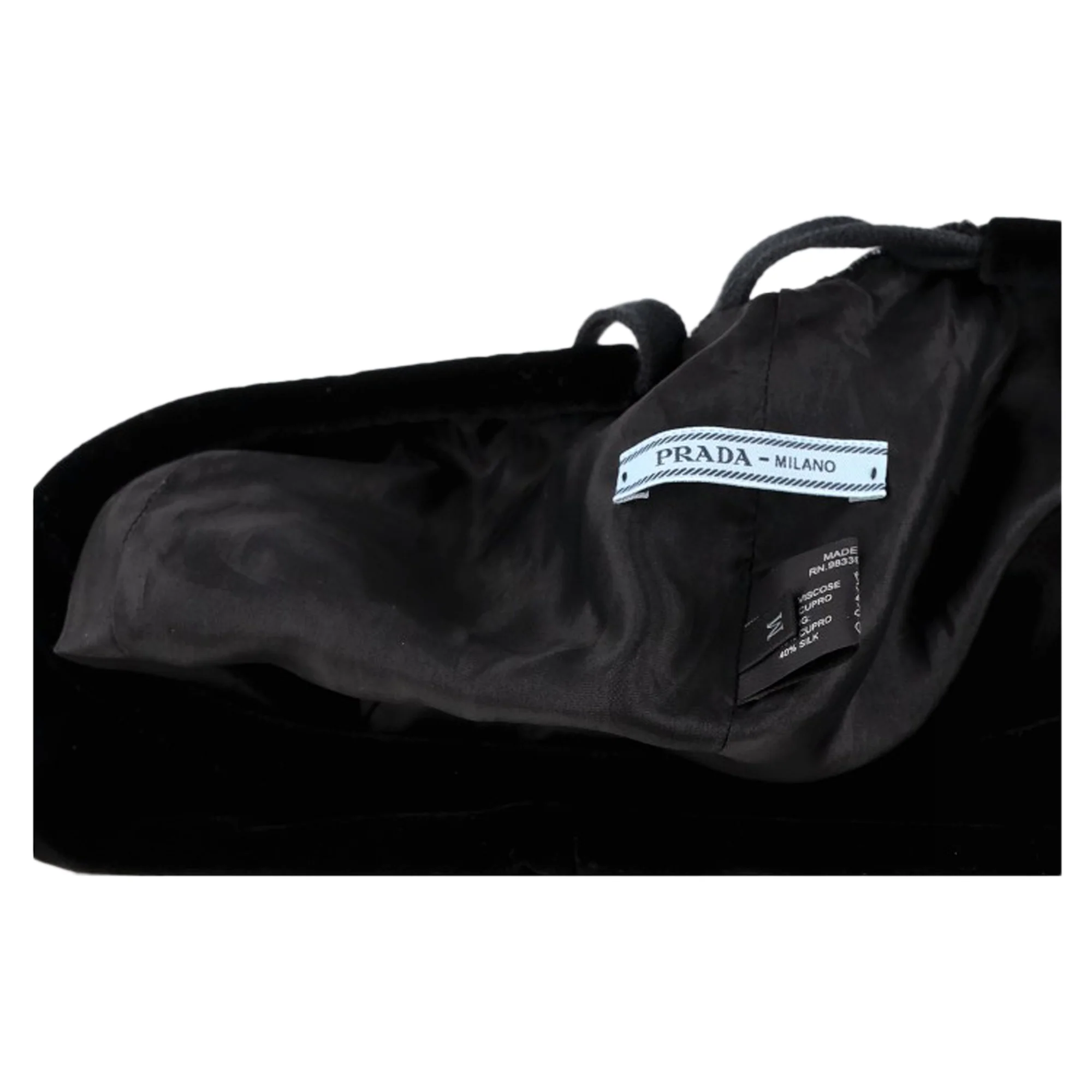 Prada Ribbon Detail Beret Hat in Black Velvet - Image 3