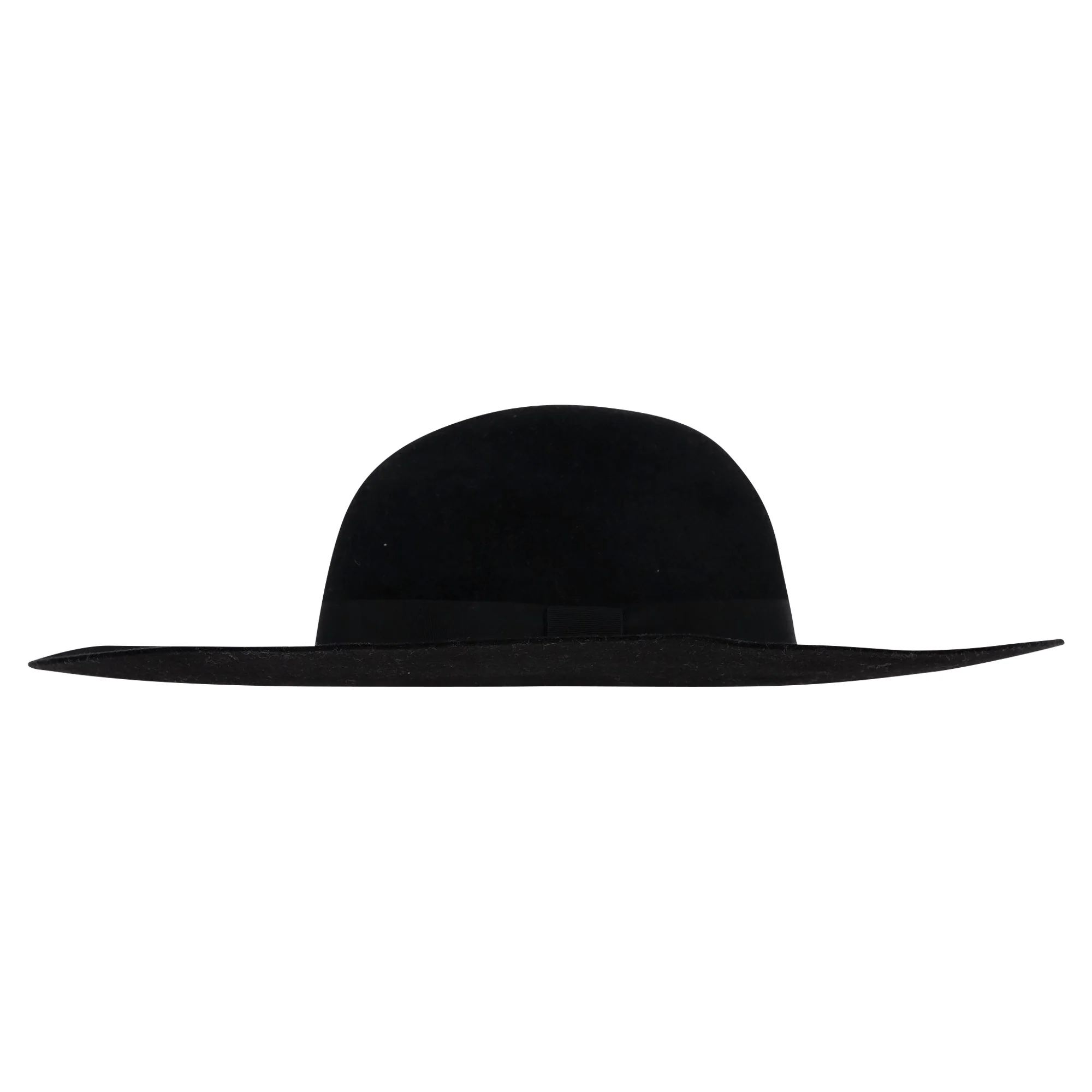 Saint Laurent Ribbon Band Flat Brim Hat in Black Wool