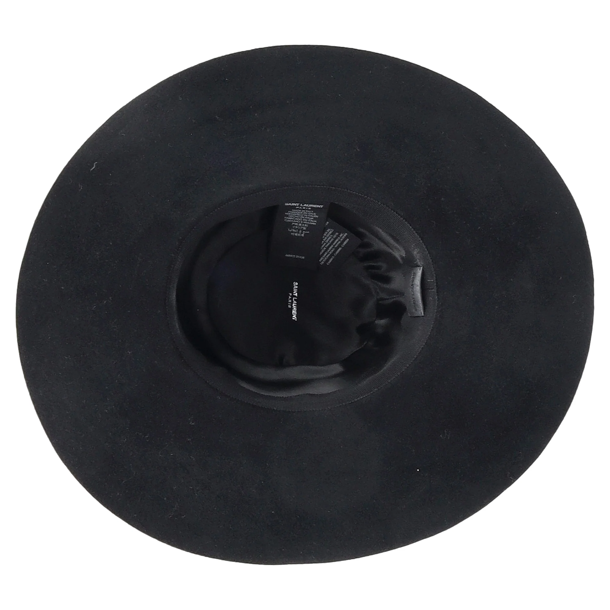 Saint Laurent Ribbon Band Flat Brim Hat in Black Wool - Image 4