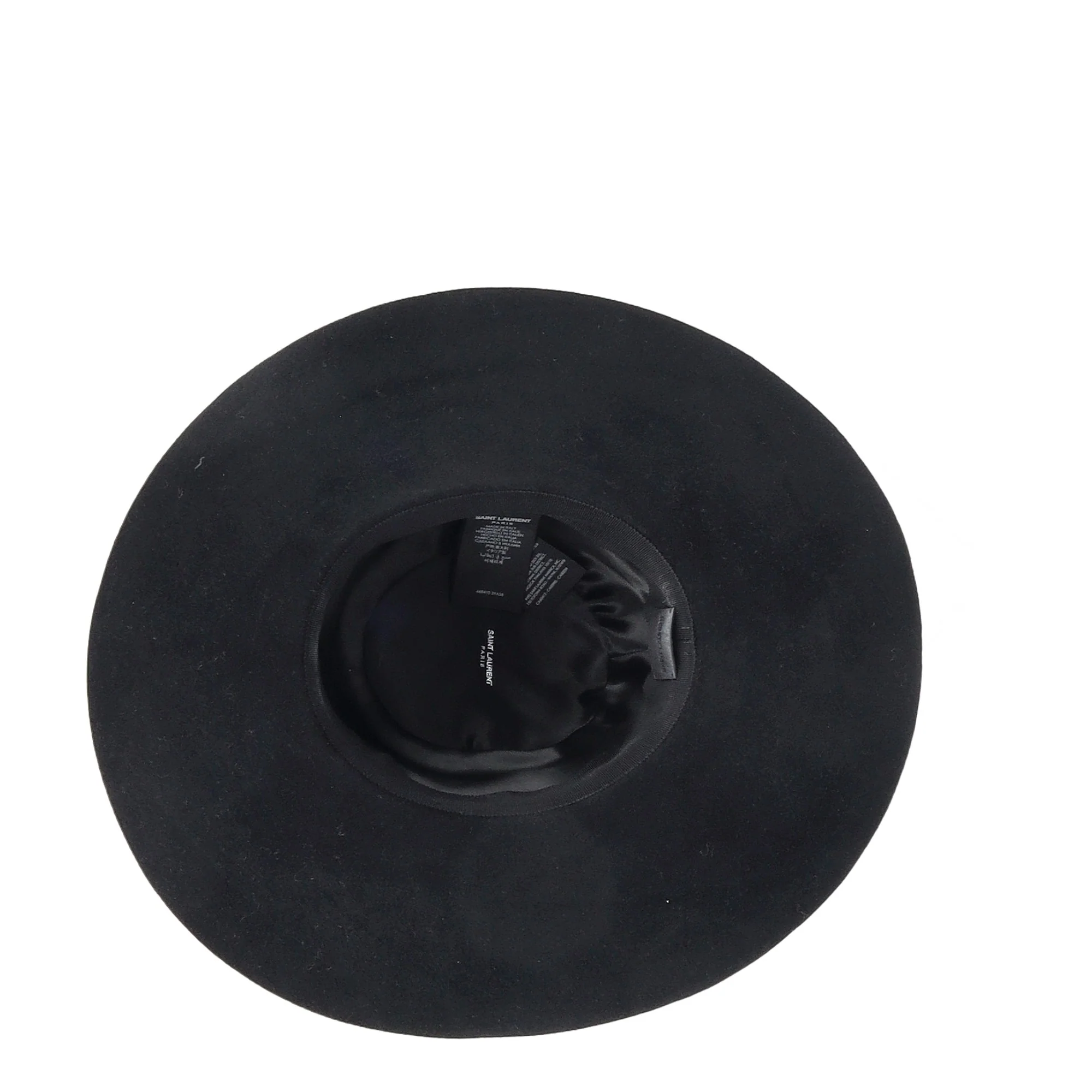 Saint Laurent Ribbon Band Flat Brim Hat in Black Wool - Image 6