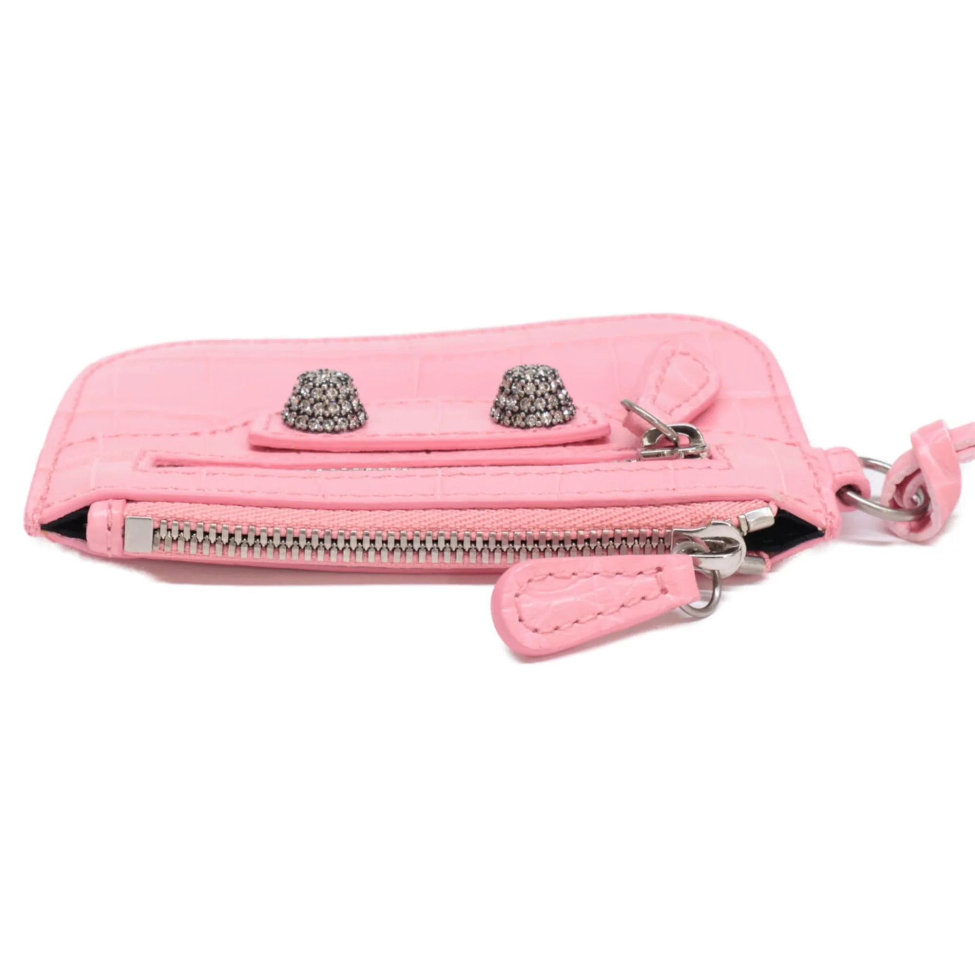 Le Cagole Giant Studs Shoulder Bag Crocodile Embossed Leather Mini - Image 3
