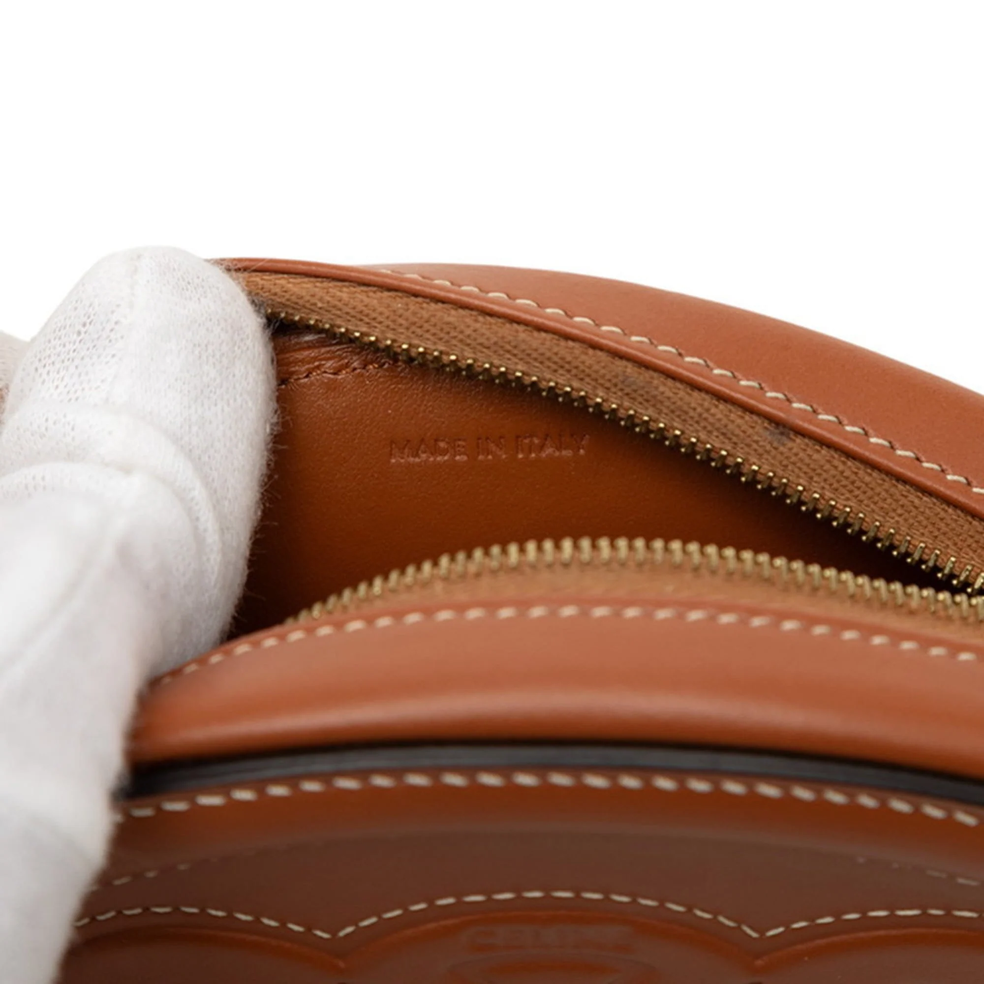 Triomphe Oval Crossbody Bag Leather - Image 6
