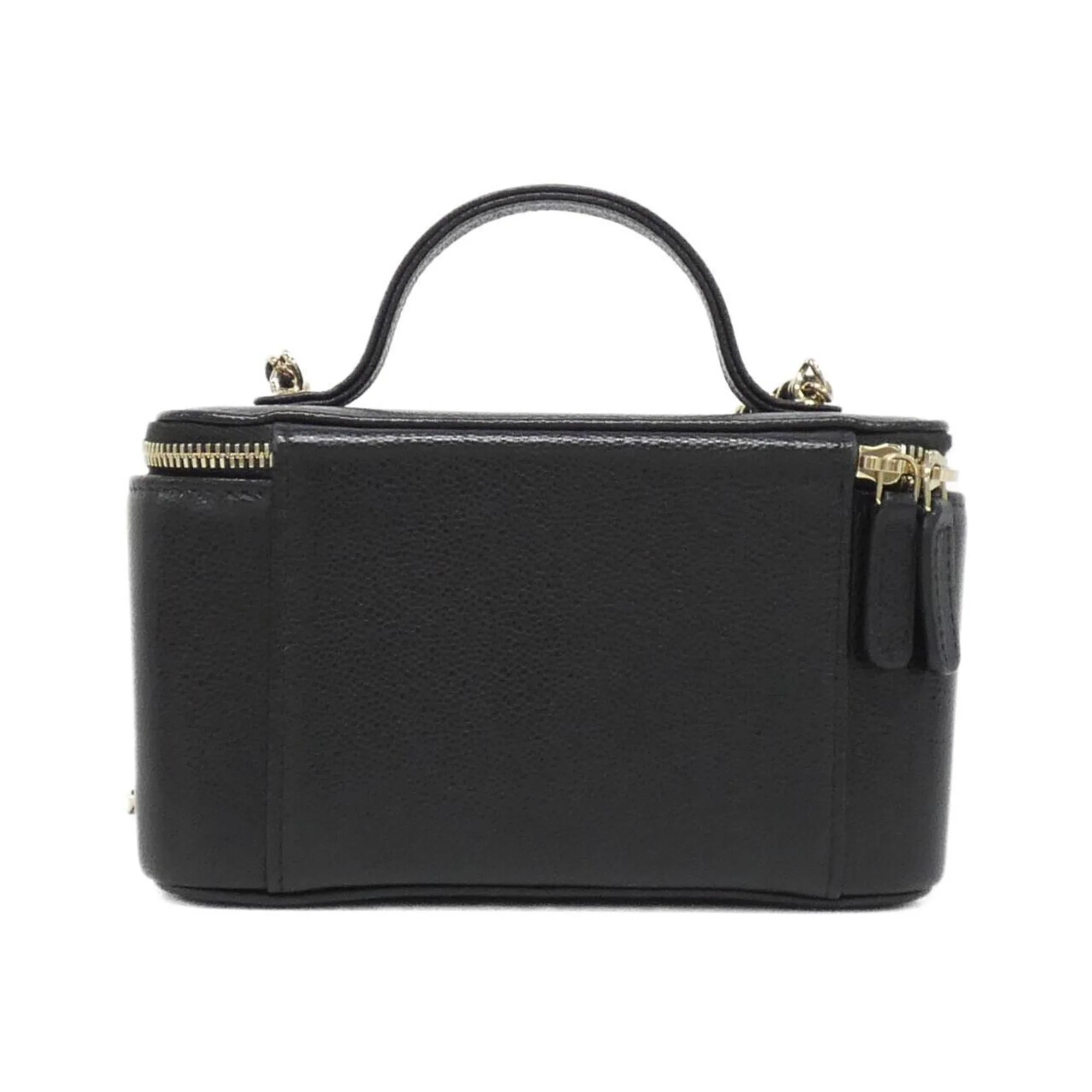 Business Affinity Top Handle Vanity Case with Chain Quilted Caviar Small - Image 2