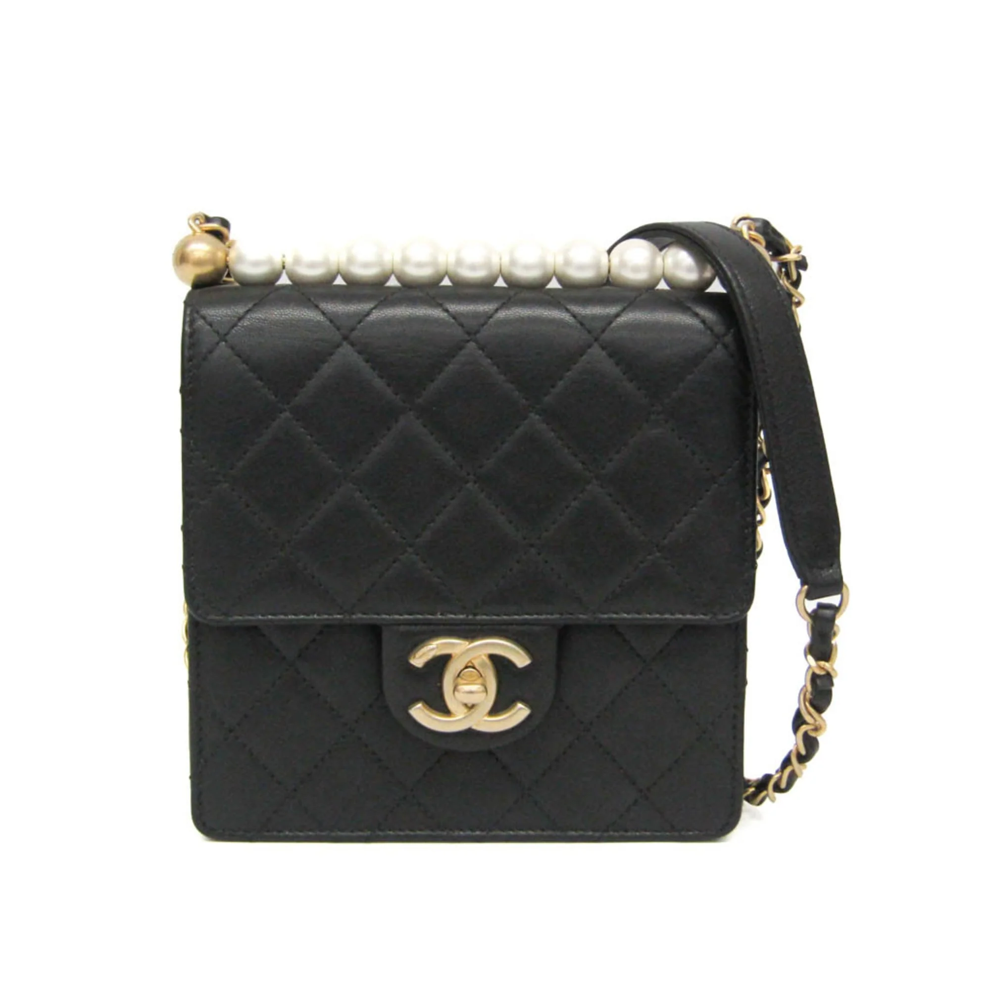 Chic Pearls Flap Bag Quilted Lambskin Mini
