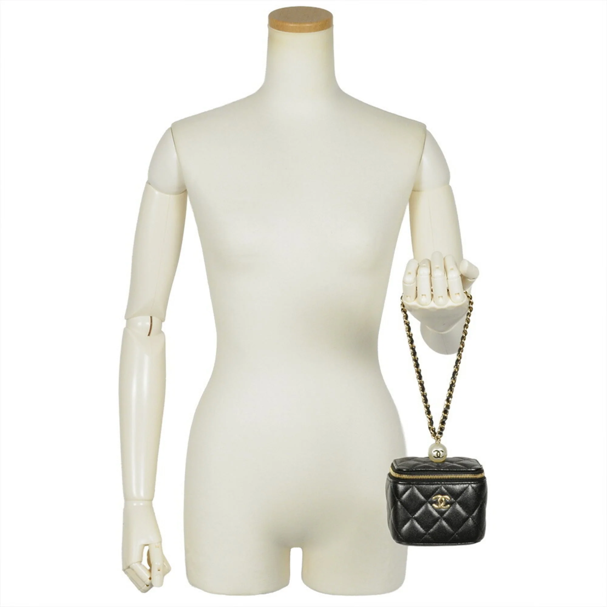 Classic Pearl Vanity Case with Chain Quilted Caviar Mini - Image 8