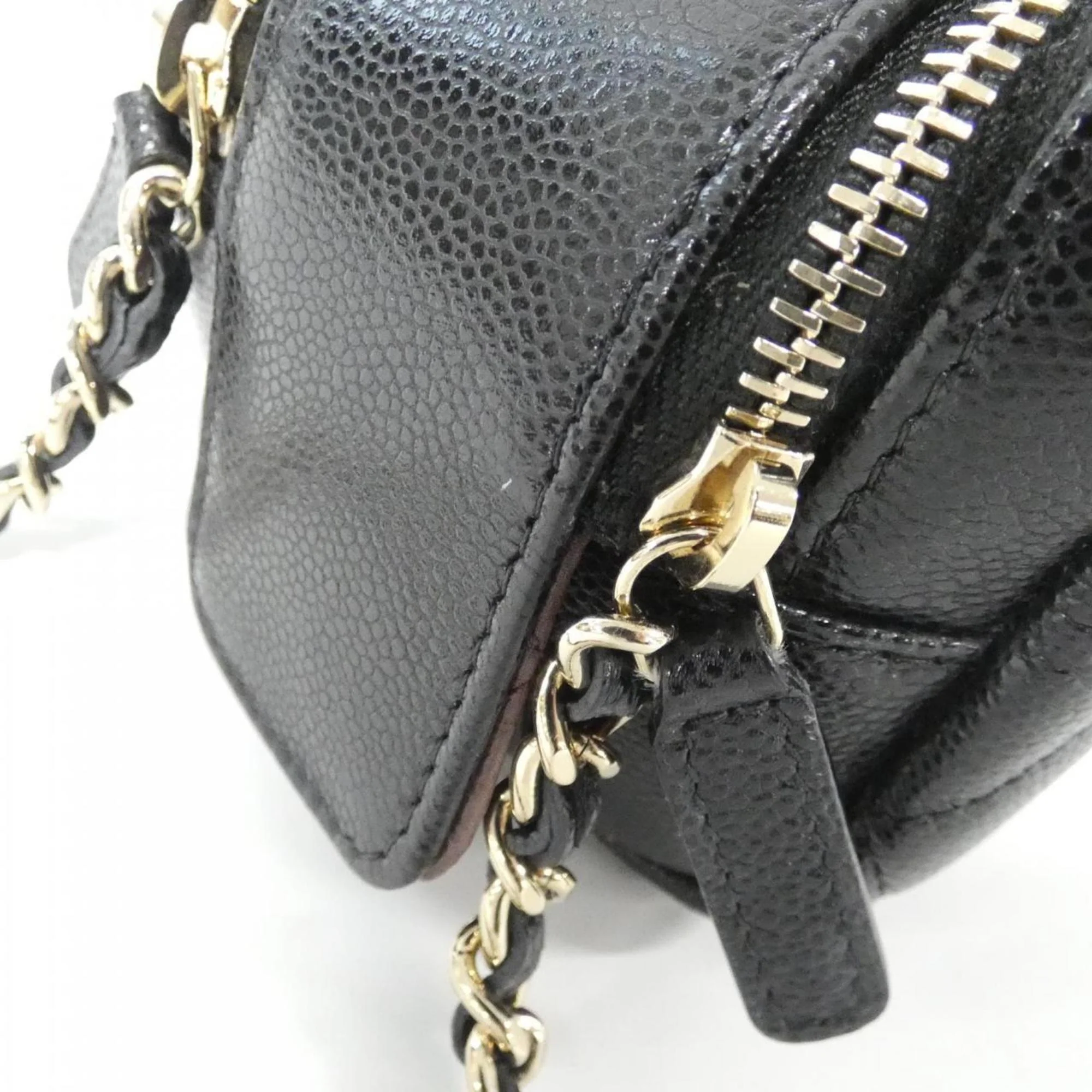 Double Zip Clutch with Chain Quilted Caviar - Image 5