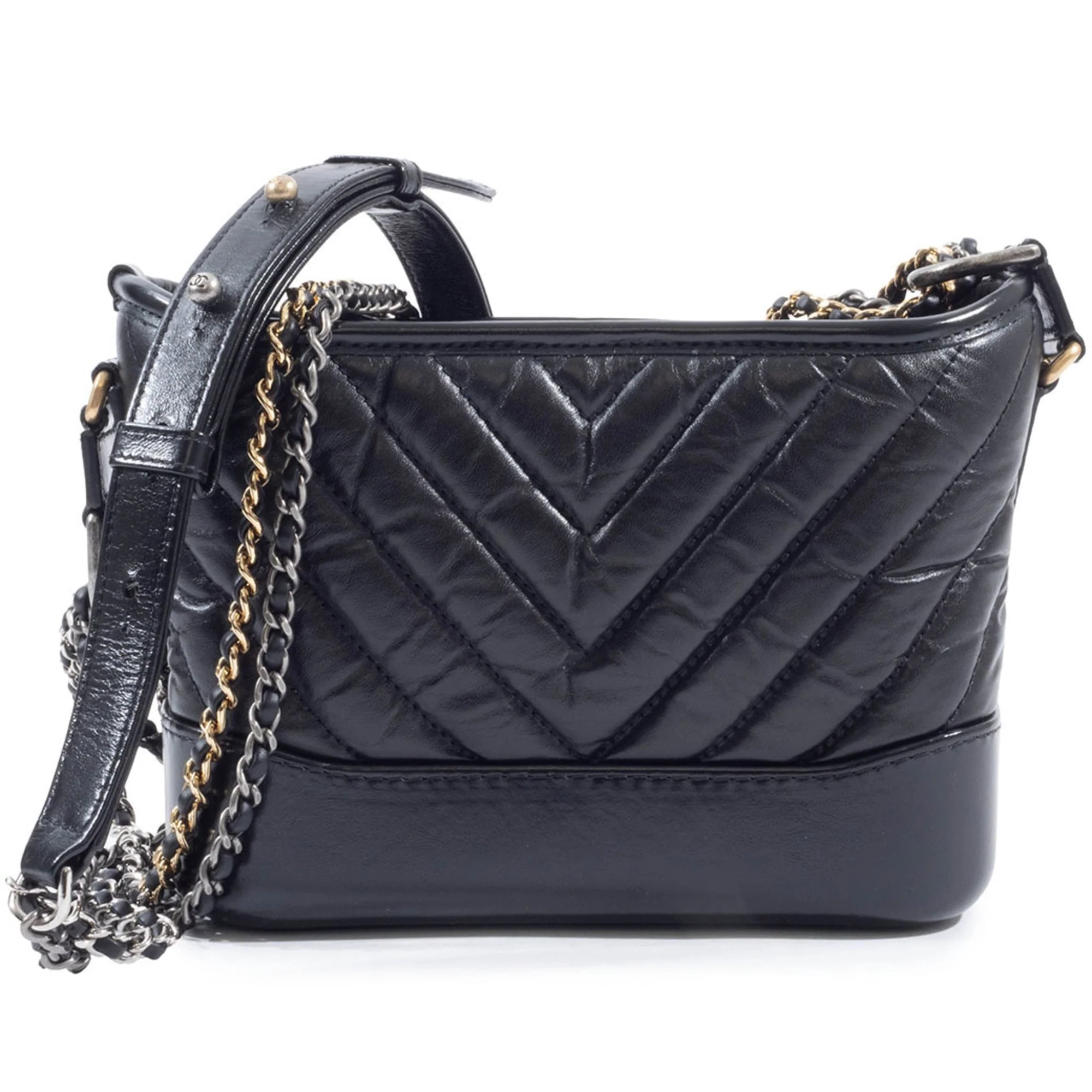 So Black Gabrielle Hobo Chevron Aged Calfskin Small - Image 2