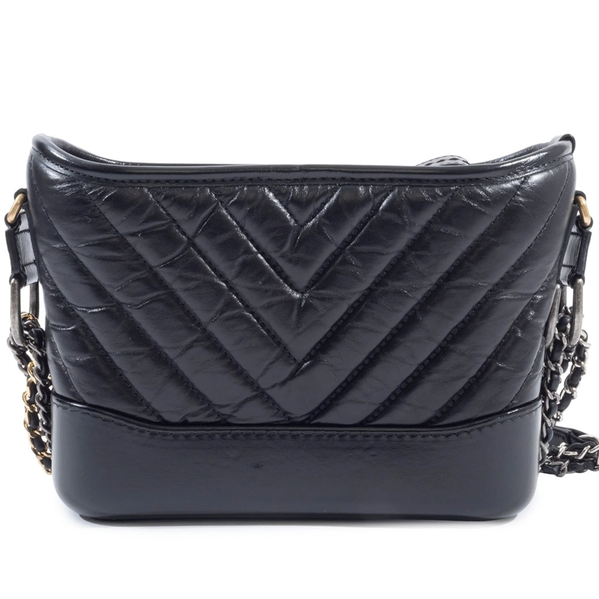 So Black Gabrielle Hobo Chevron Aged Calfskin Small - Image 3