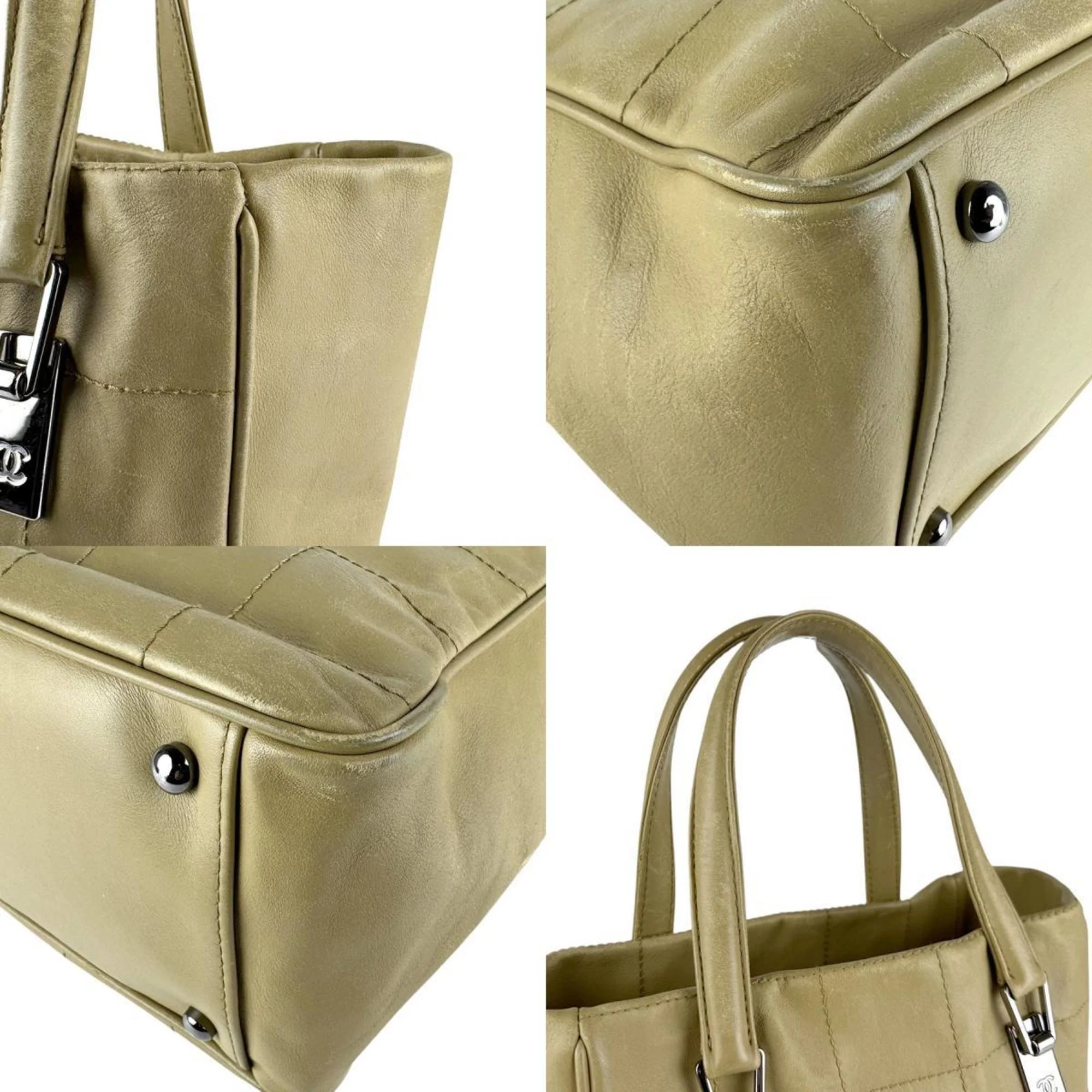 Square Stitch Tote Caviar Small - Image 4
