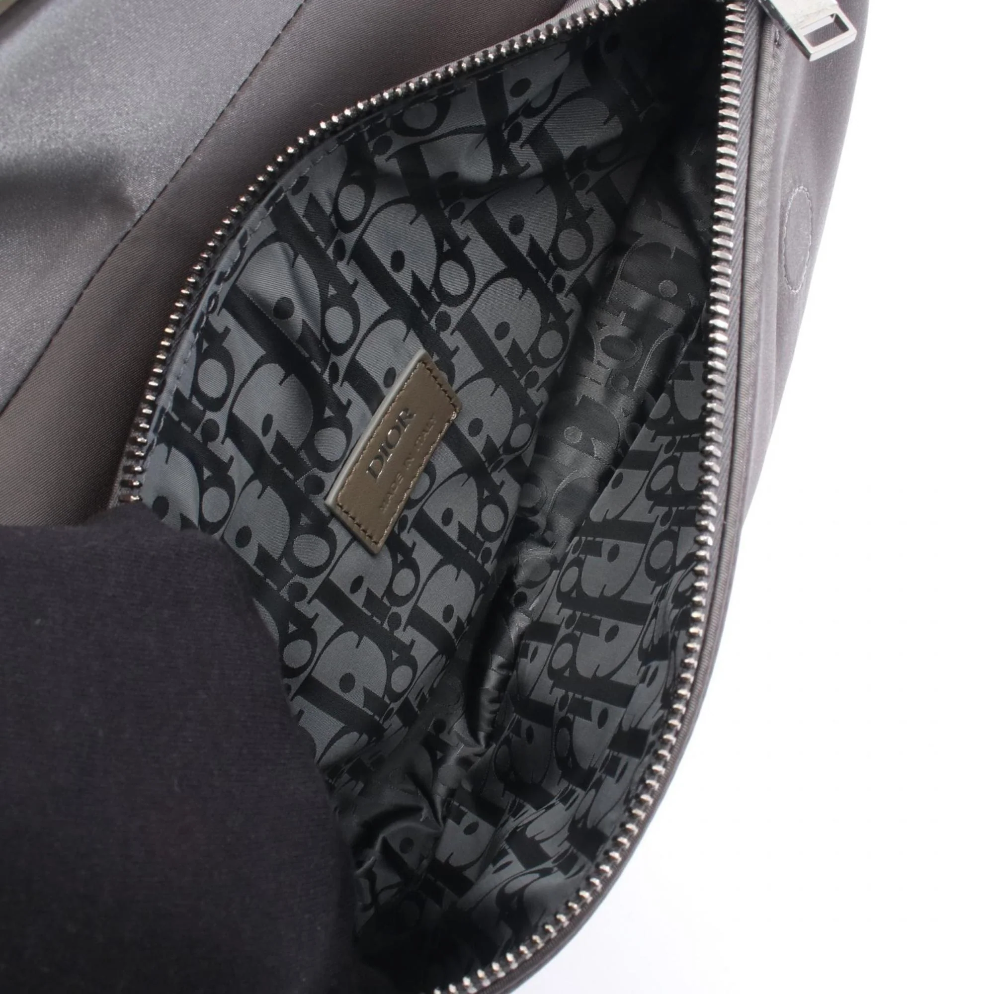 Saddle Crossbody Bag Leather with Nylon and Cannage Rubber - Image 3