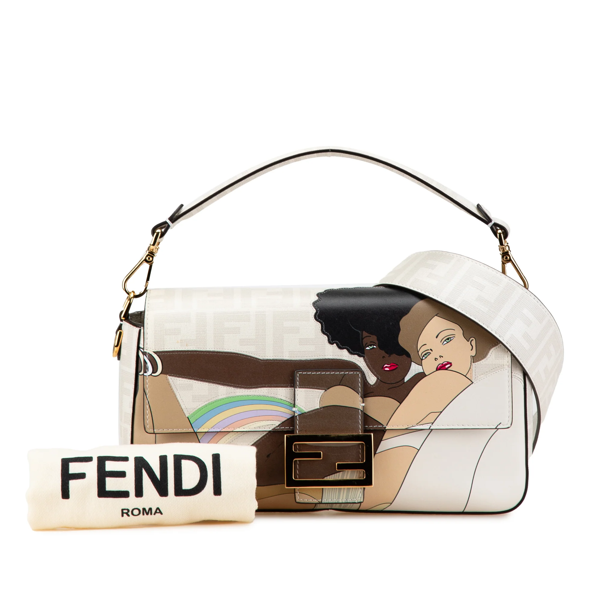 Antonio Lopez Baguette NM Bag Zucca Coated Canvas with Printed Leather Inlay Medium - Image 9