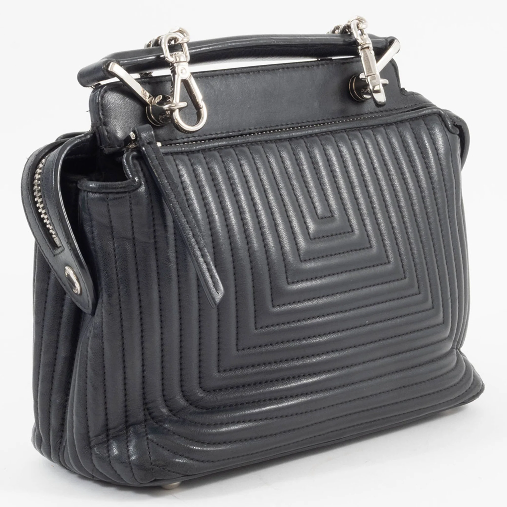 DotCom Click Top Handle Bag Quilted Leather Small - Image 9