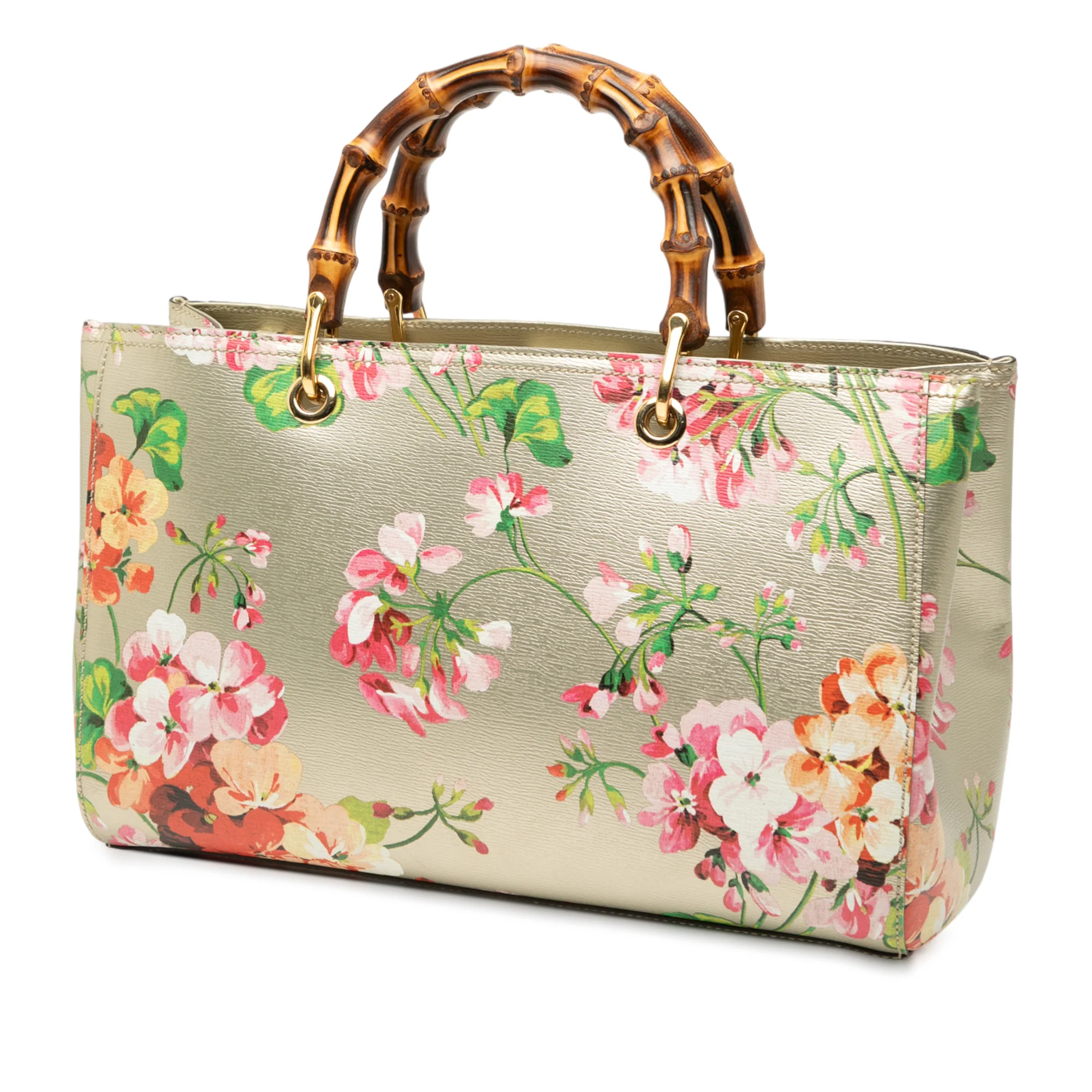 Bamboo Shopper Tote Blooms Print Leather Medium - Image 2