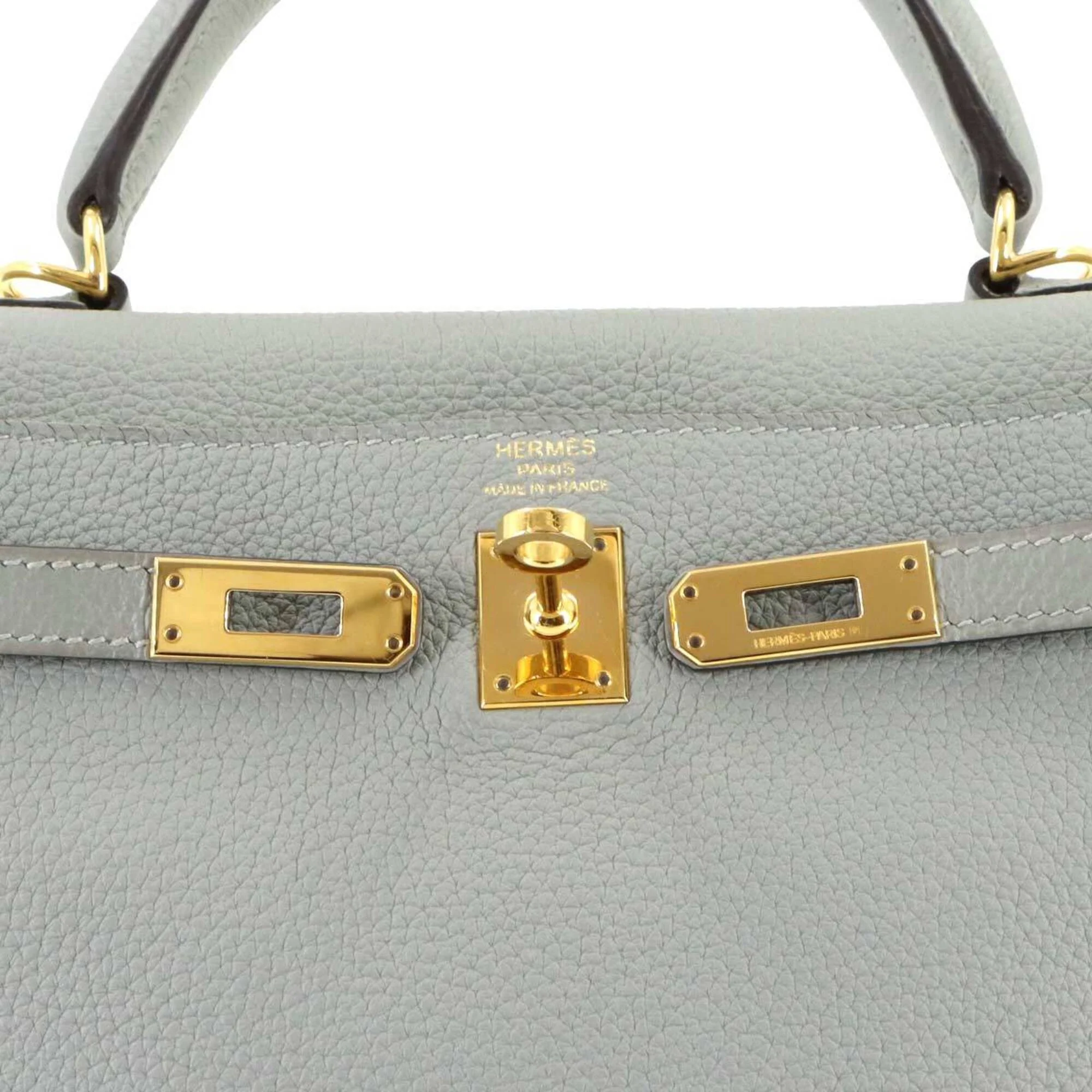Kelly Handbag Grey Togo with Gold Hardware 25 - Image 9