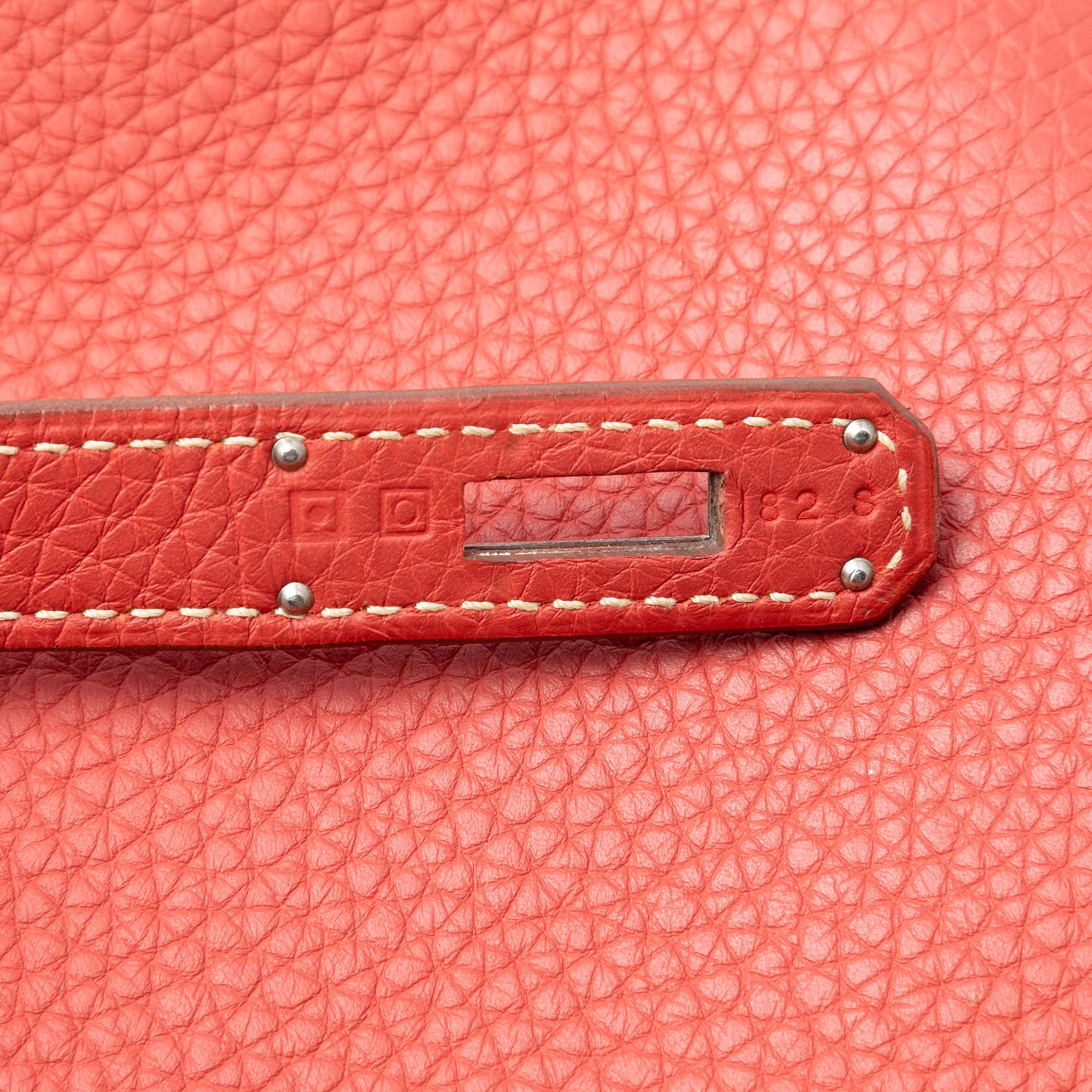 Kelly Handbag Red Clemence with Palladium Hardware 32 - Image 6