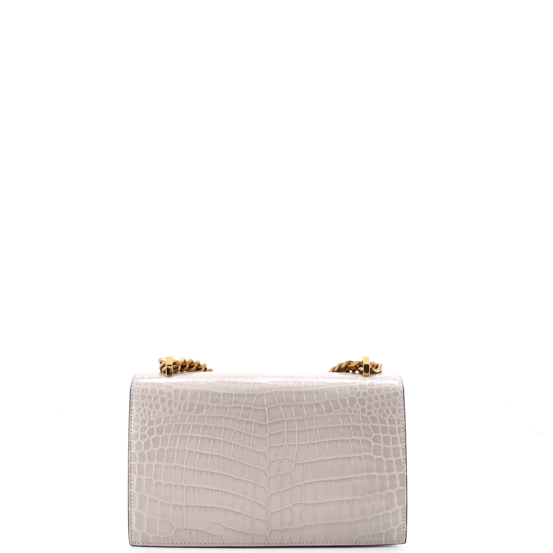 Jewelled Flap Satchel Crocodile Embossed Leather Medium - Image 3