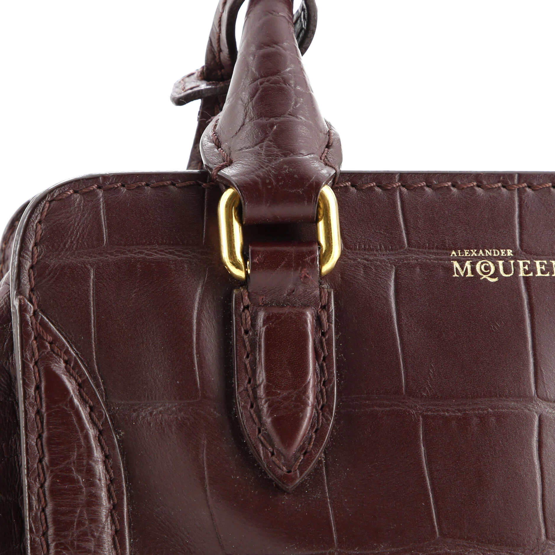 Padlock Zip Around Tote Crocodile Embossed Leather Mini - Image 7