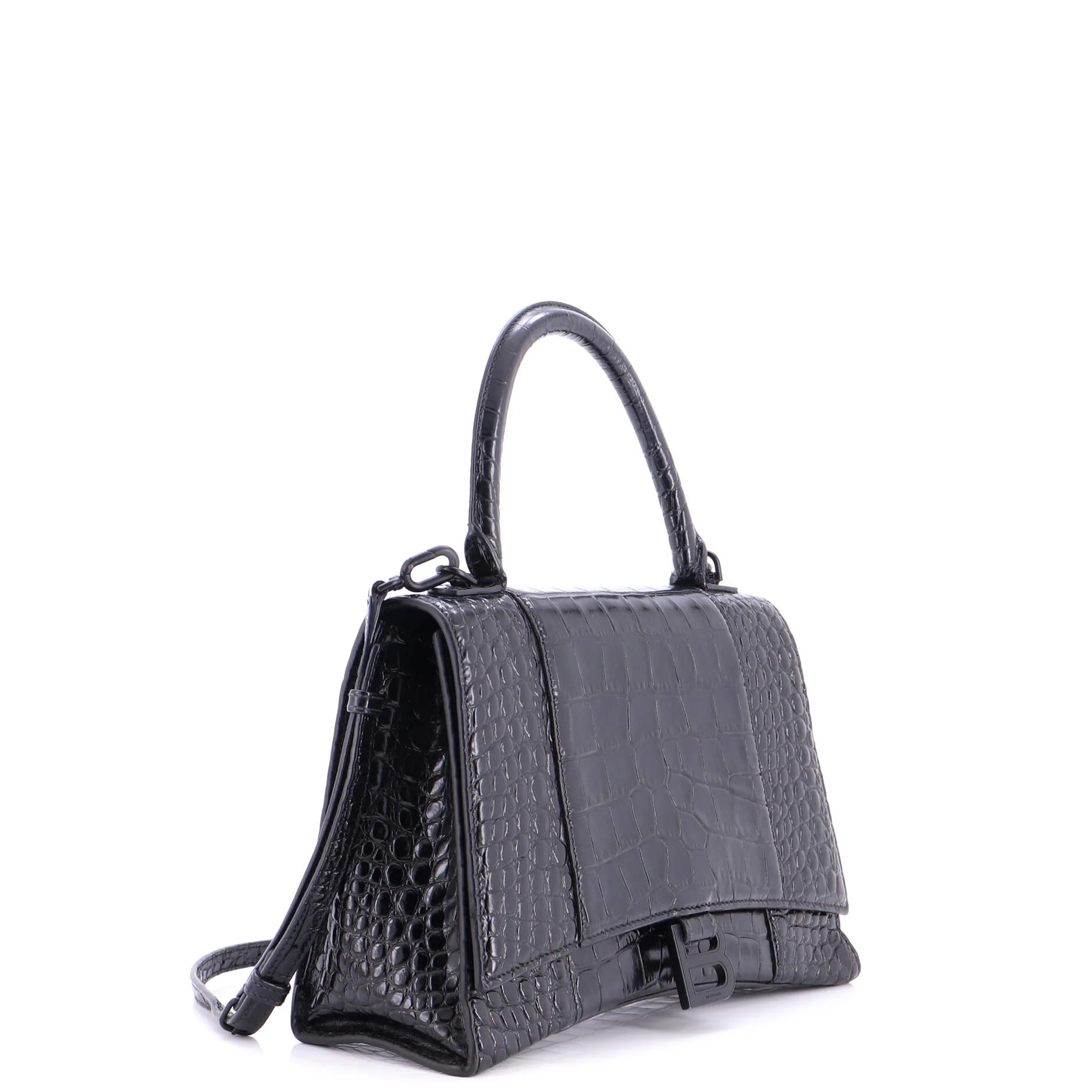 Hourglass Top Handle Bag Crocodile Embossed Leather Medium - Image 2