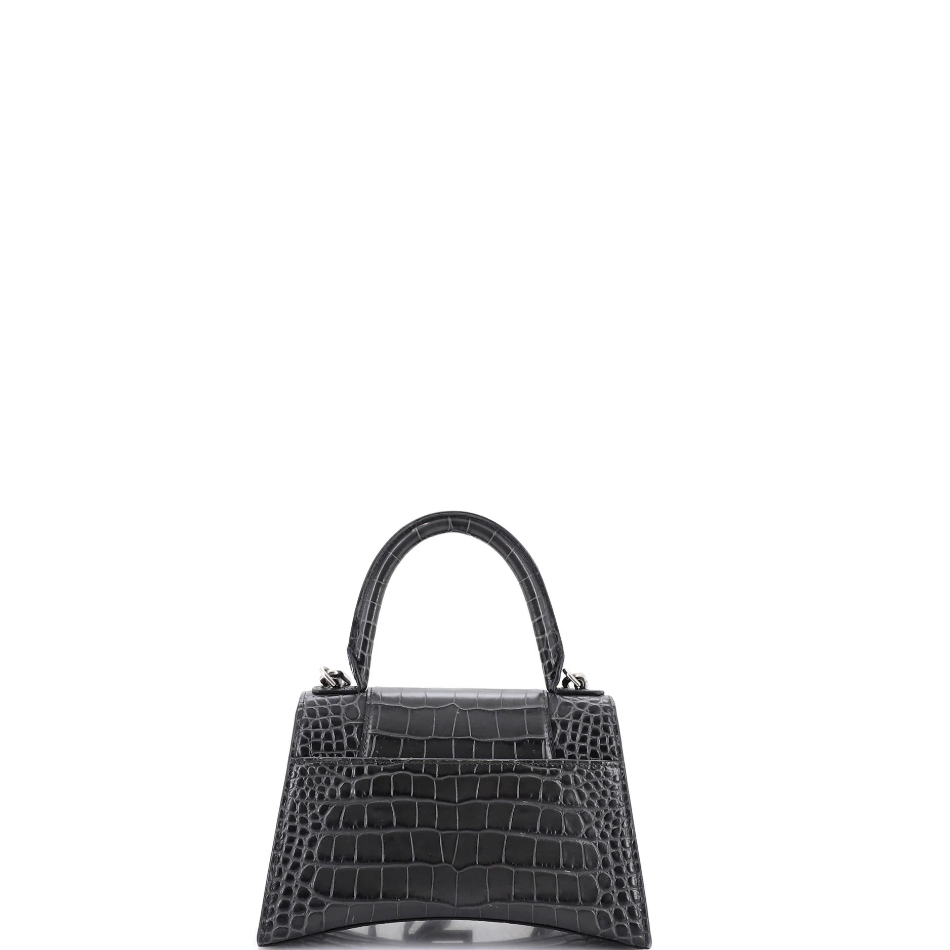 Hourglass Top Handle Bag Crocodile Embossed Leather Small - Image 3