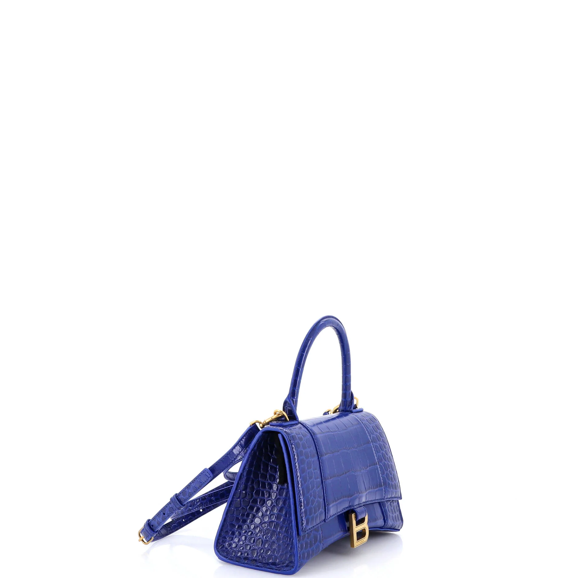 Hourglass Top Handle Bag Crocodile Embossed Leather Small - Image 2