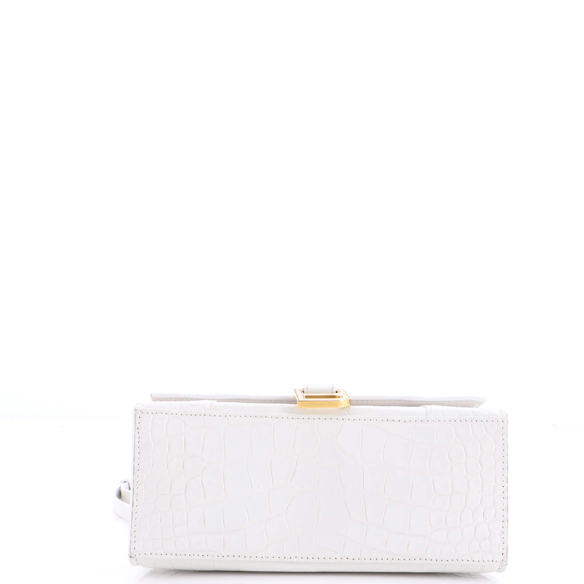 Hourglass Top Handle Bag Crocodile Embossed Leather Small - Image 4