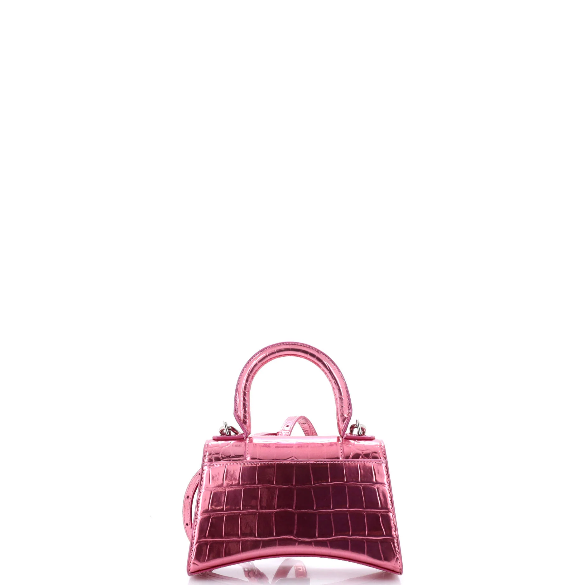 Hourglass Top Handle Bag Crocodile Embossed Leather XS - Image 3