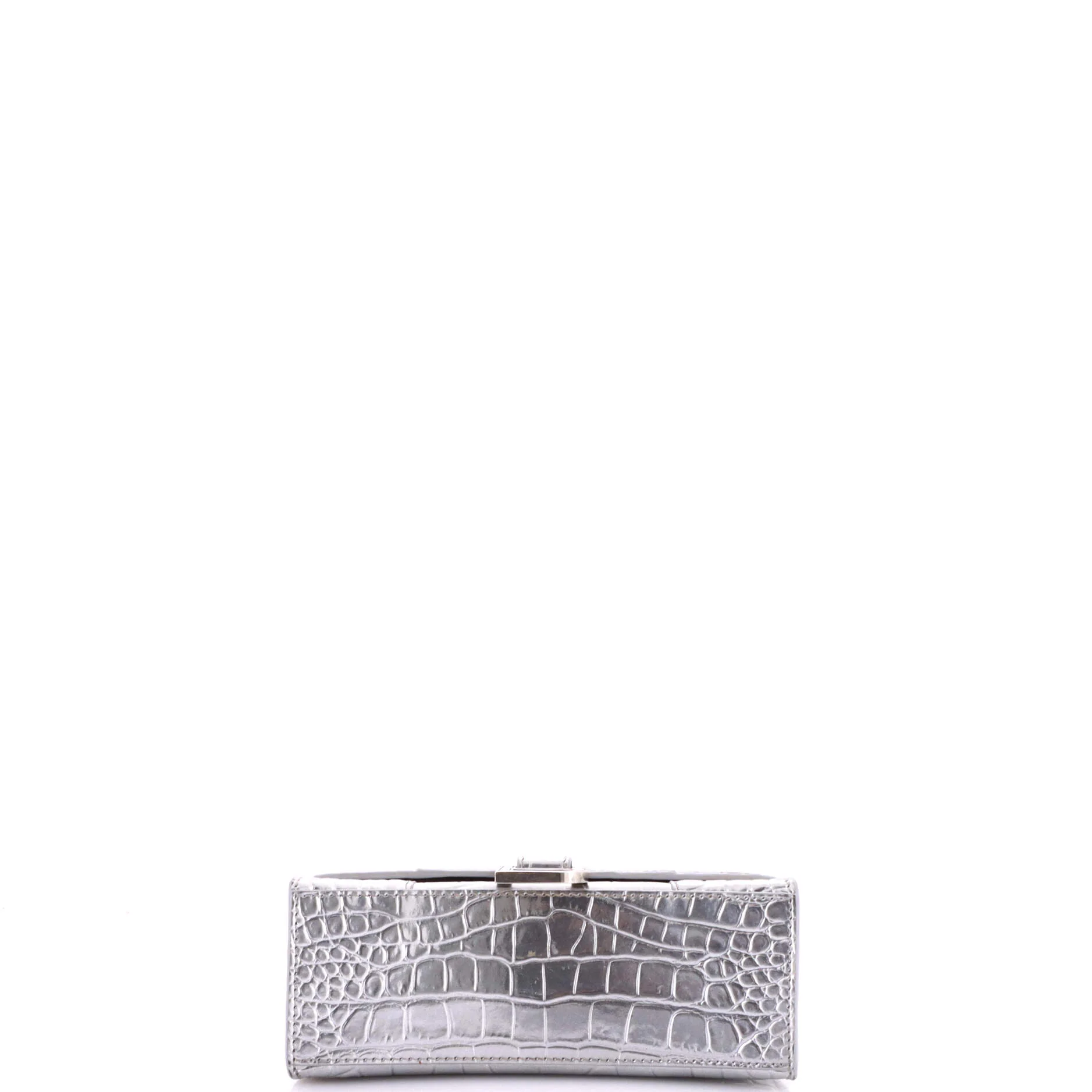 Hourglass Top Handle Bag Crocodile Embossed Leather XS - Image 4