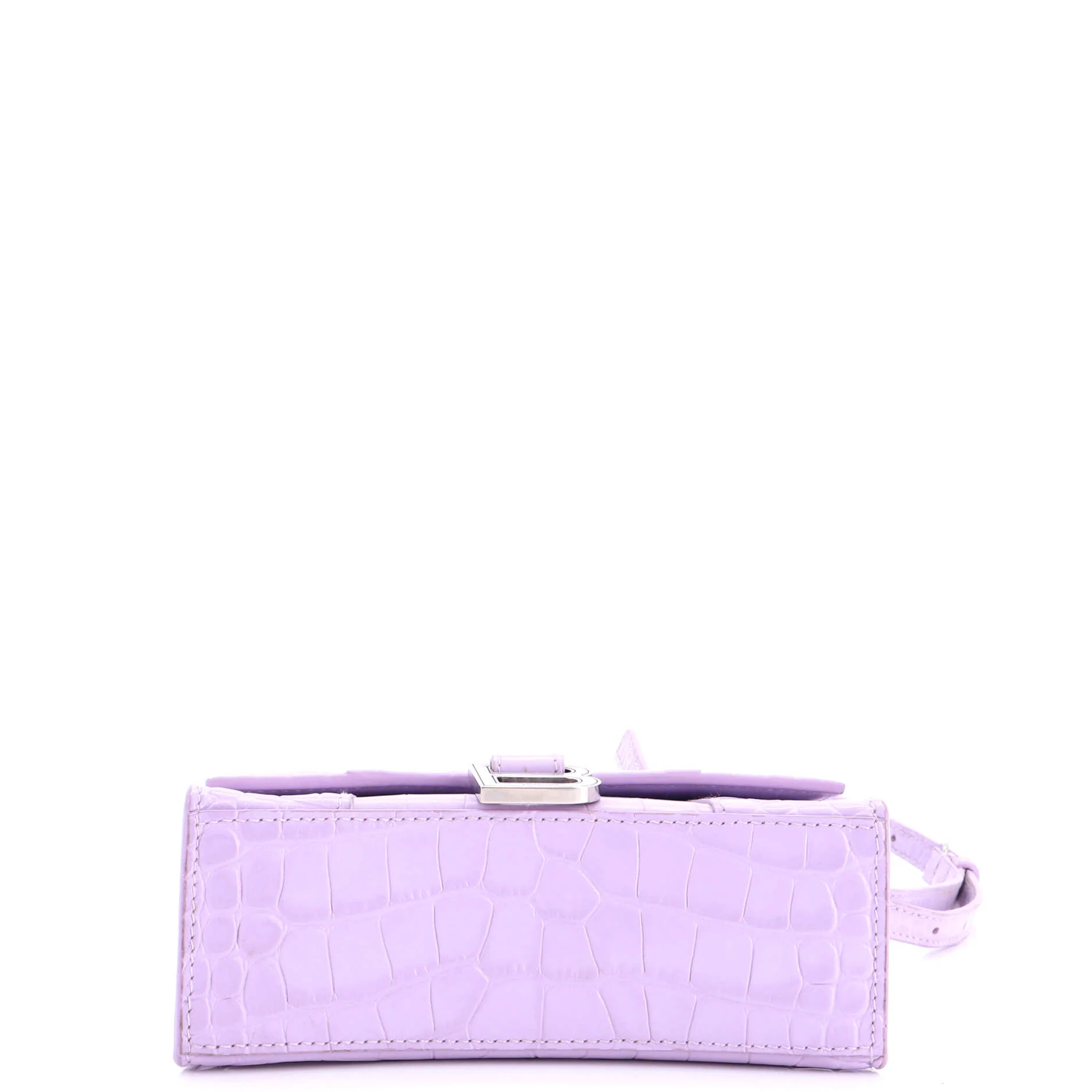 Hourglass Top Handle Bag Crocodile Embossed Leather XS - Image 4