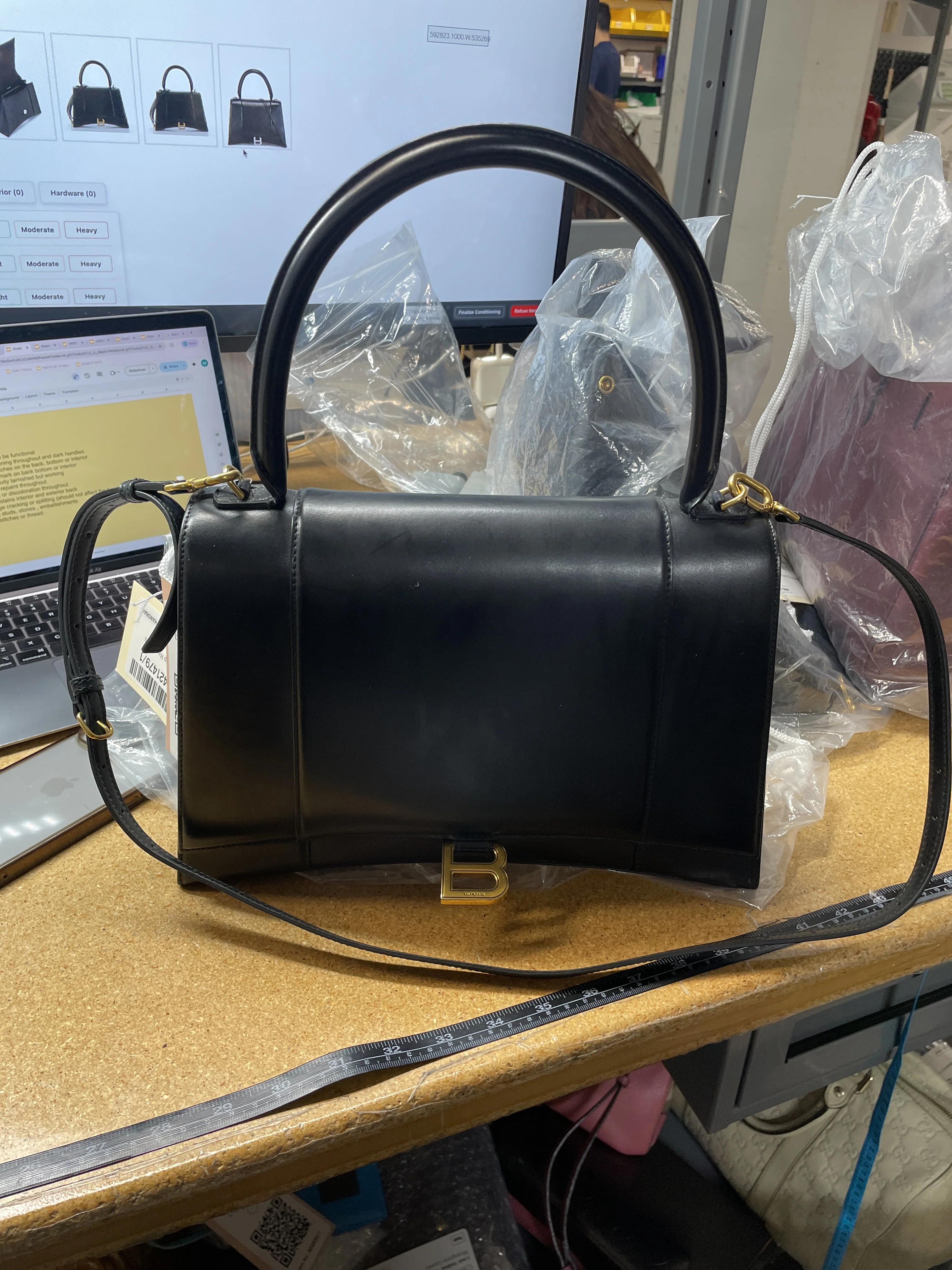 Hourglass Top Handle Bag Leather New Medium - Image 8