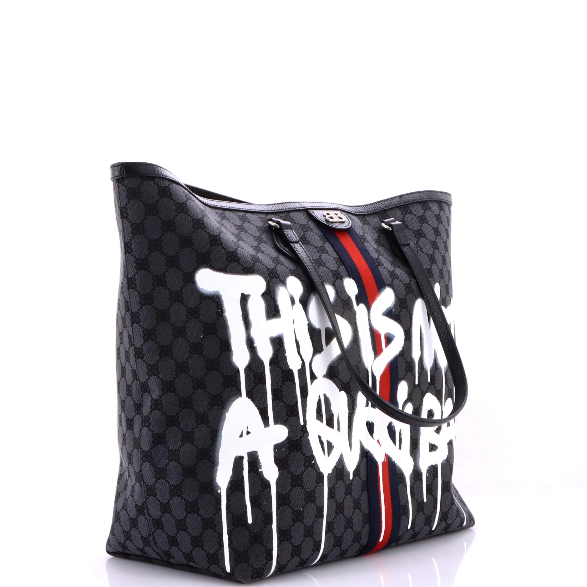 x Gucci The Hacker Project Tote Graffiti BB Canvas Large - Image 2