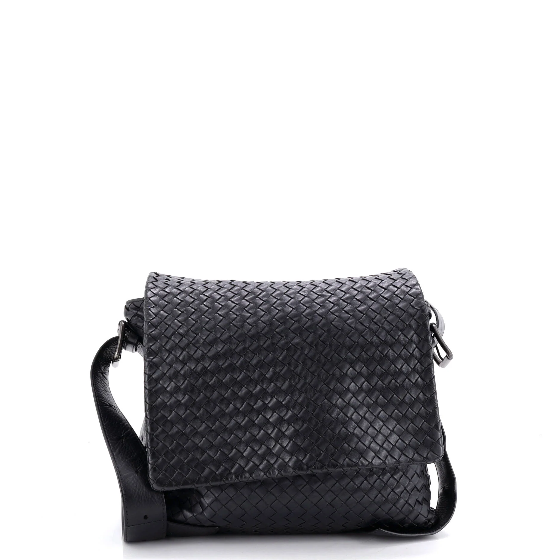 Square Flap Messenger Bag Intrecciato Nappa Medium