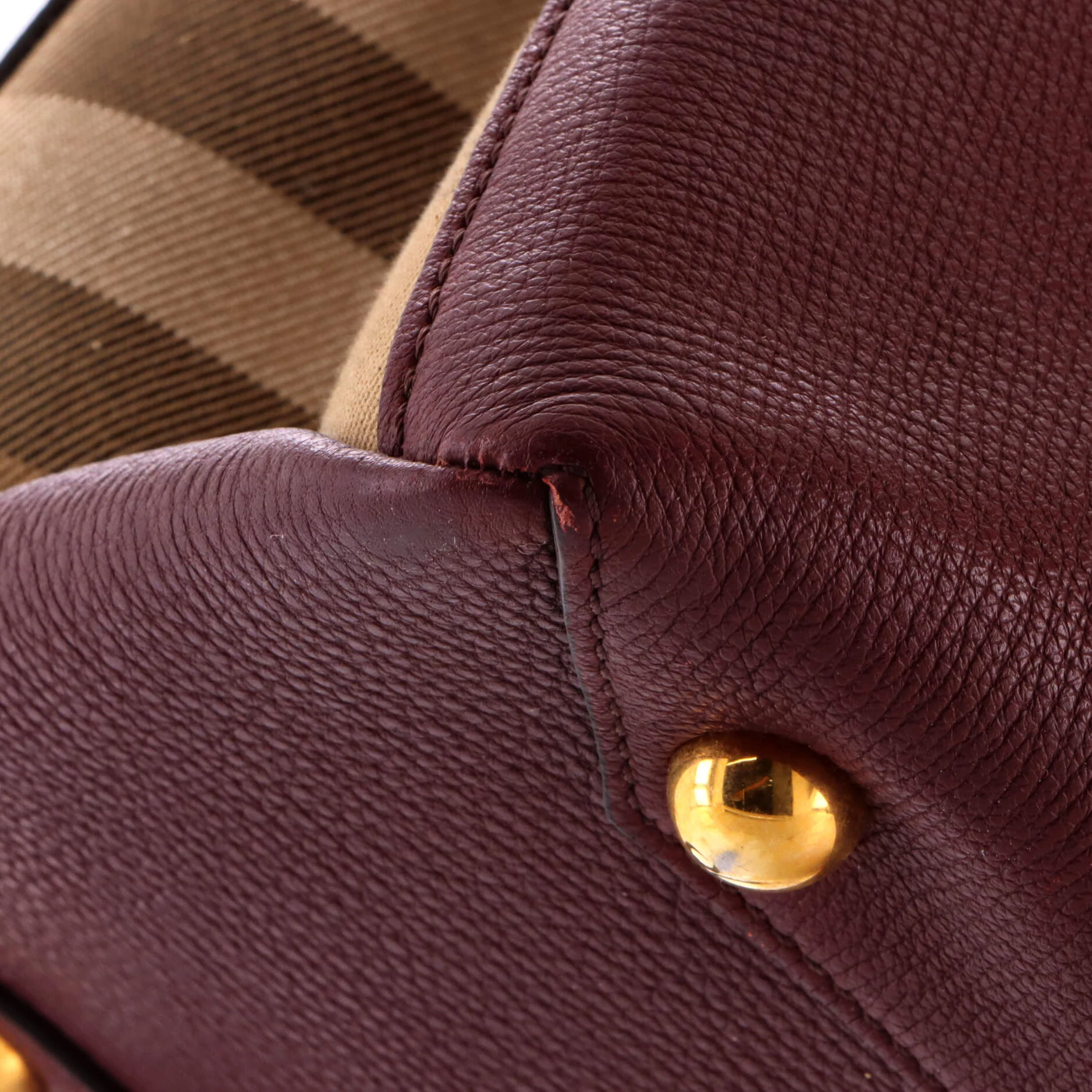 Banner Tote Leather and House Check Canvas Medium - Image 6