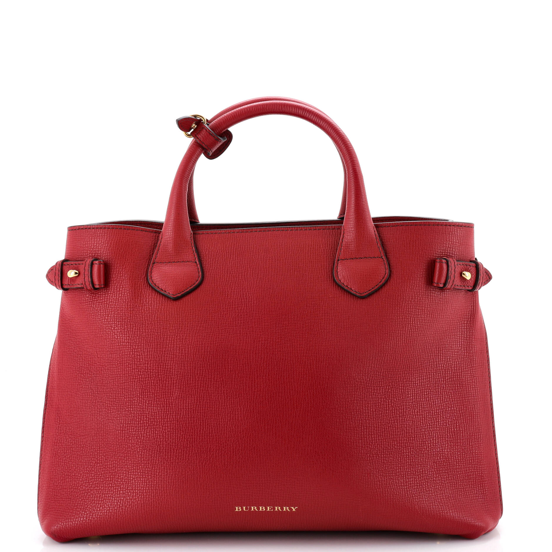 Banner Tote Leather and House Check Canvas Medium