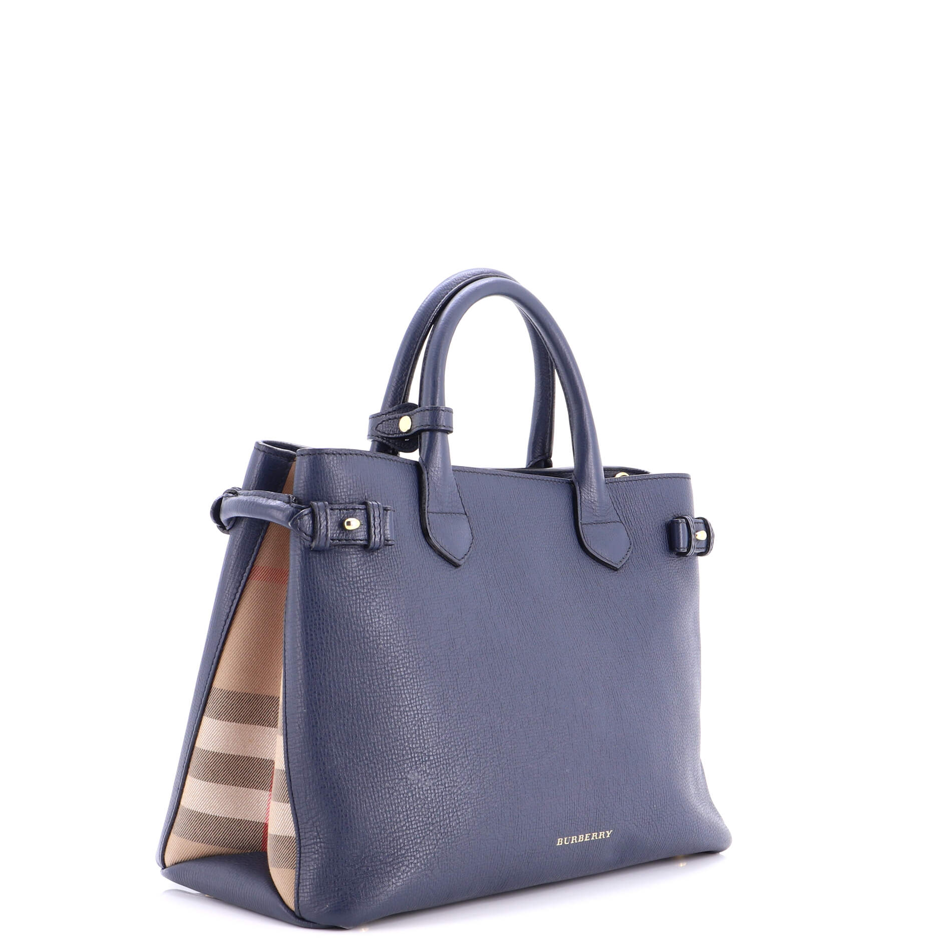 Banner Tote Leather and House Check Canvas Medium - Image 2