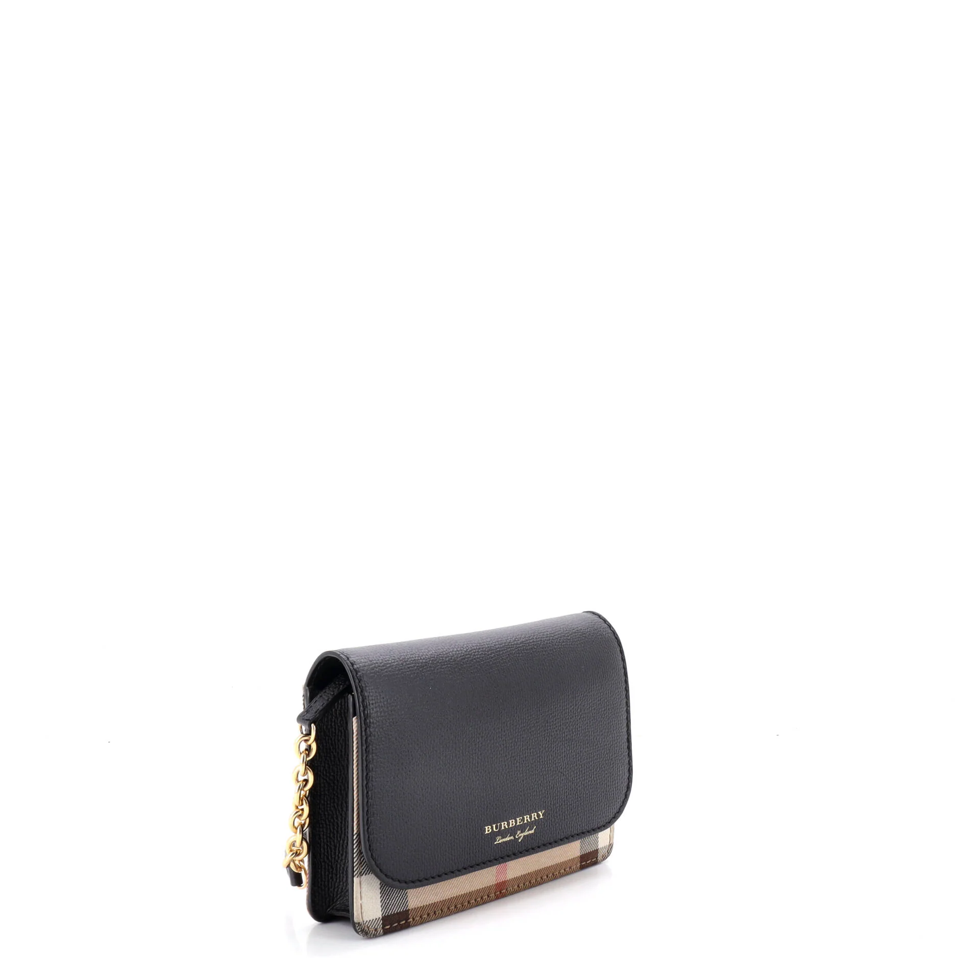 Hampshire Wallet on Chain Leather and House Check Canvas - Image 2