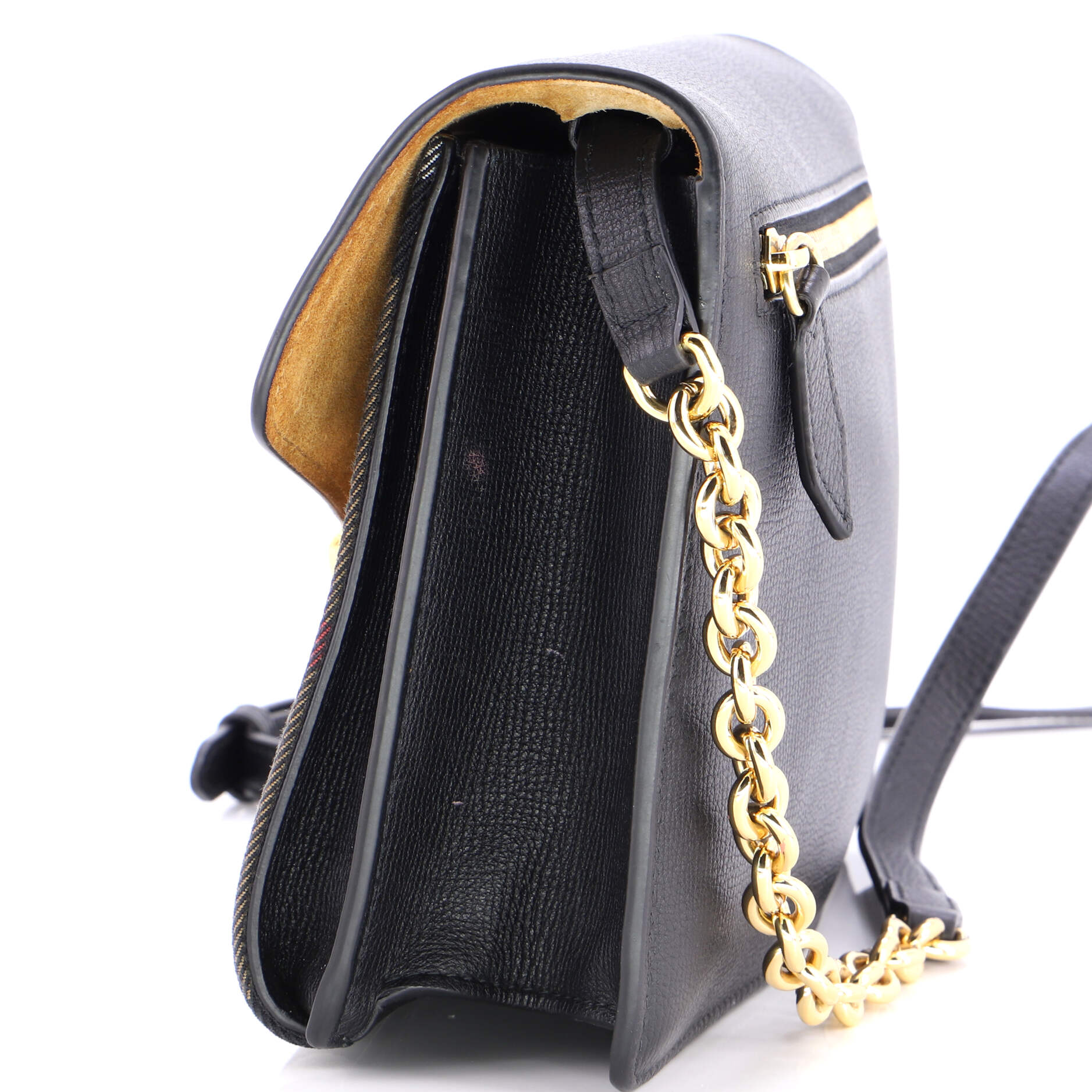 Macken Crossbody Bag Leather and House Check Canvas Small - Image 7
