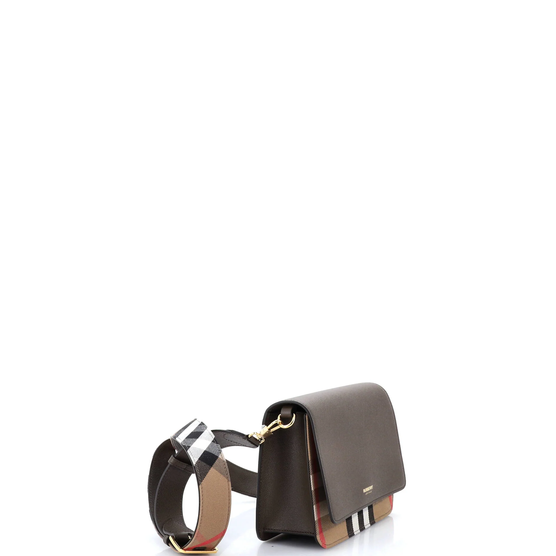Mackford Shoulder Bag Leather and House Check Canvas Small - Image 2