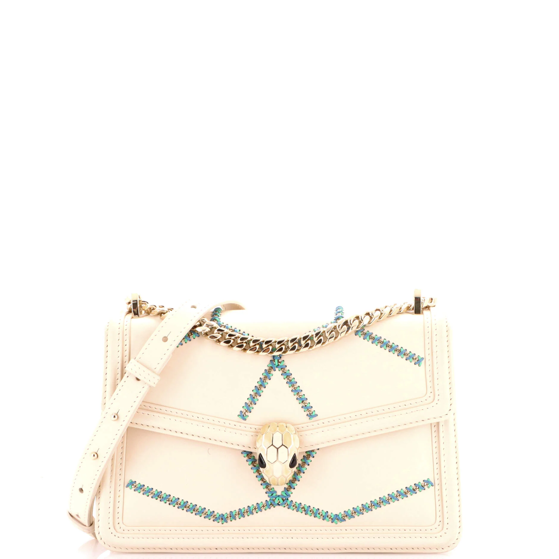 Serpenti Forever Shoulder Bag Whipstitched Leather Small