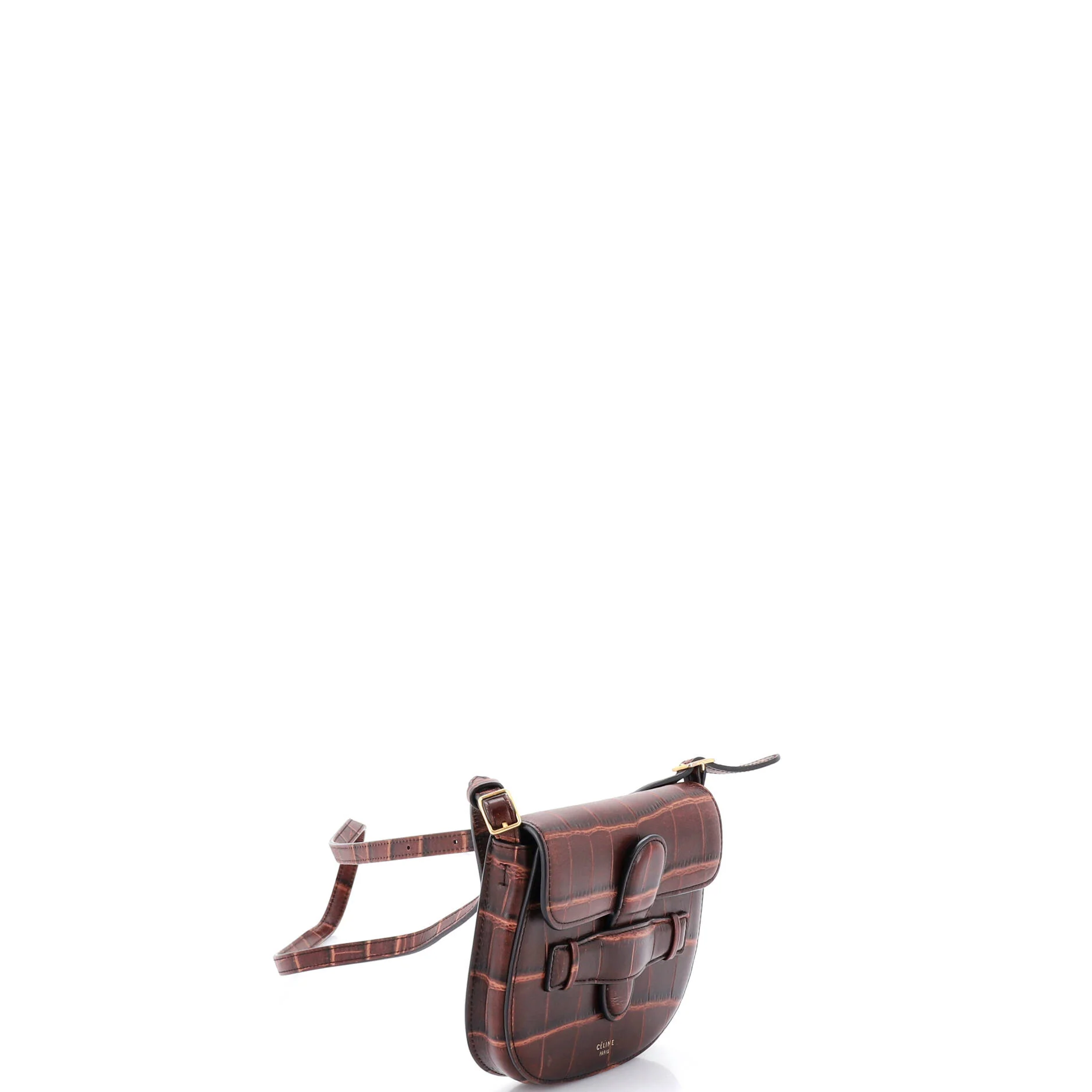 Symmetrical Shoulder Bag Crocodile Embossed Leather Mini - Image 2