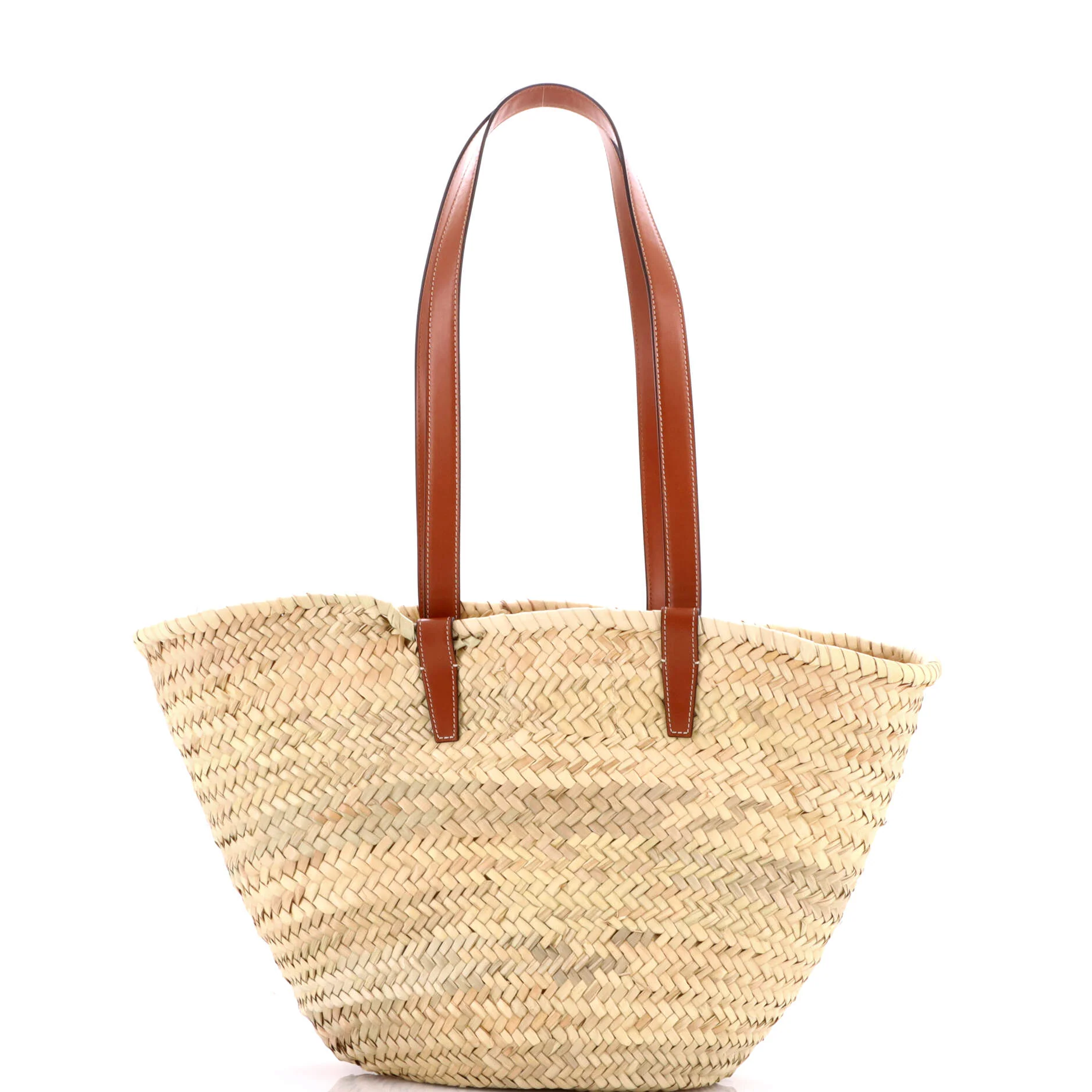 Triomphe Basket Shoulder Bag Raffia with Leather Medium - Image 3